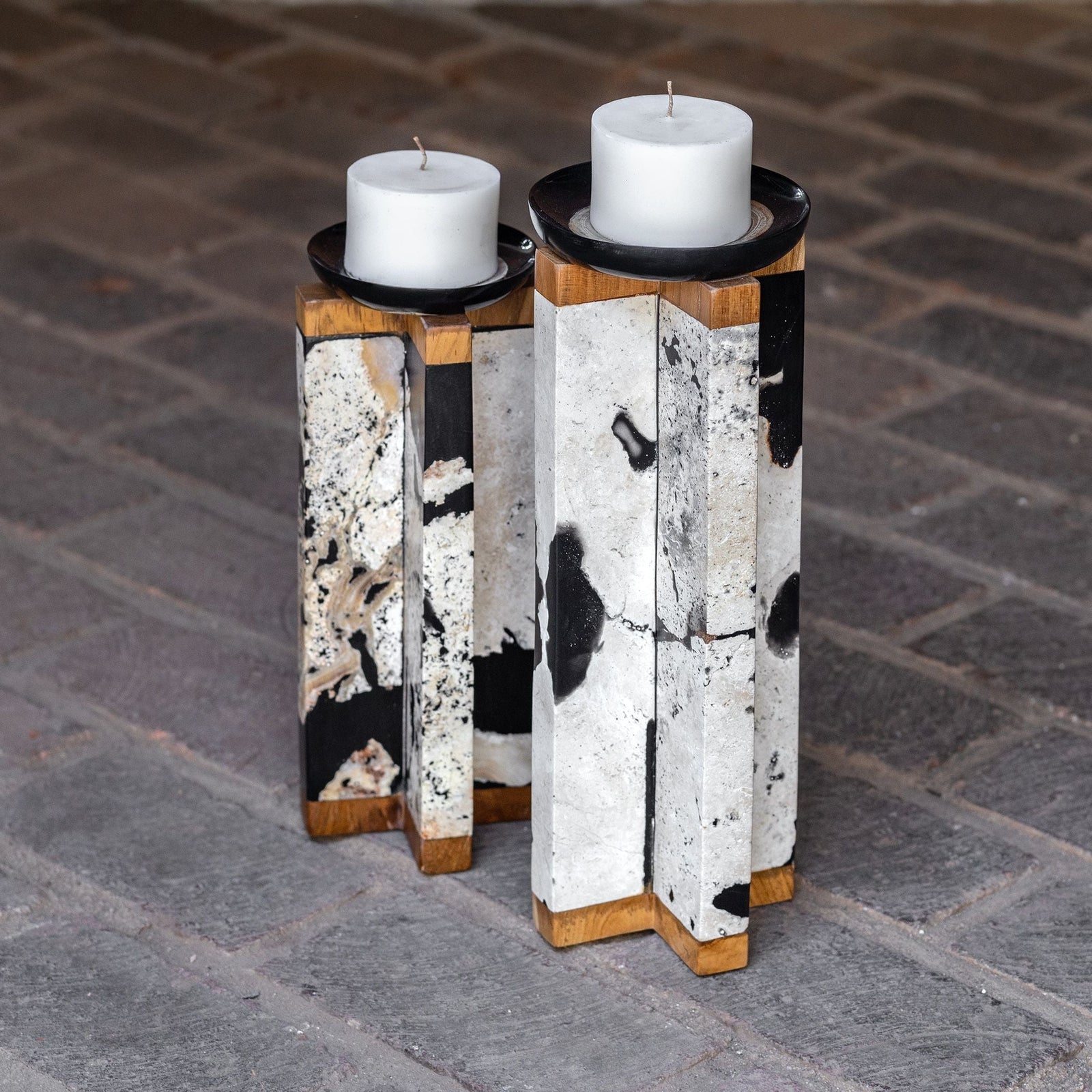 Uttermost Illini Stone Candleholders - Set of 2
