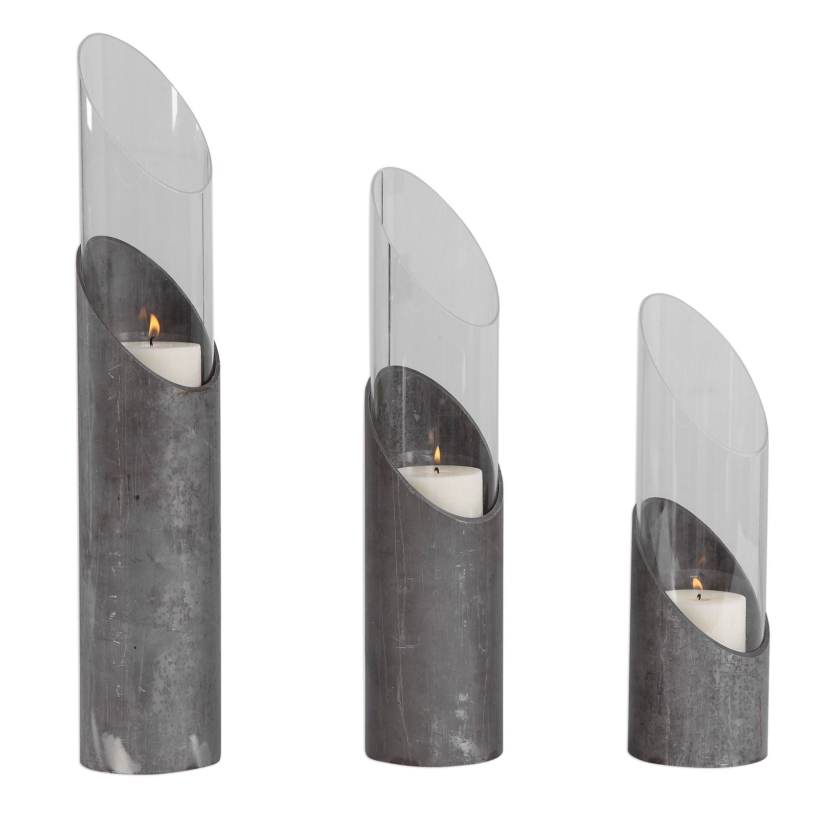 Uttermost Karter Iron & Glass Candleholders - Set of 3