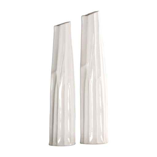 Uttermost Kenley Crackled White Vases - Set of 2