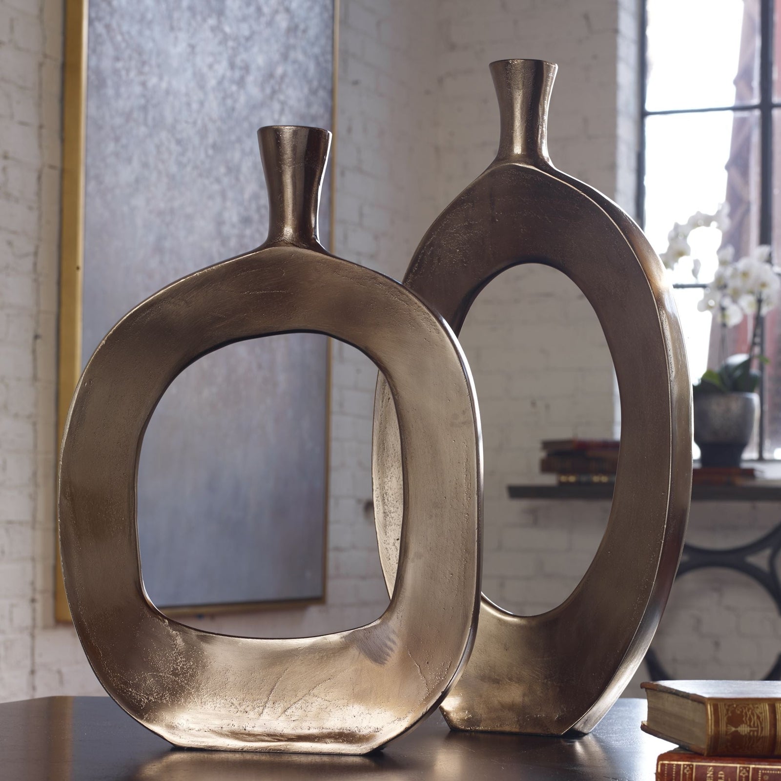 Uttermost Kyler Textured Bronze Vases - Set of 2