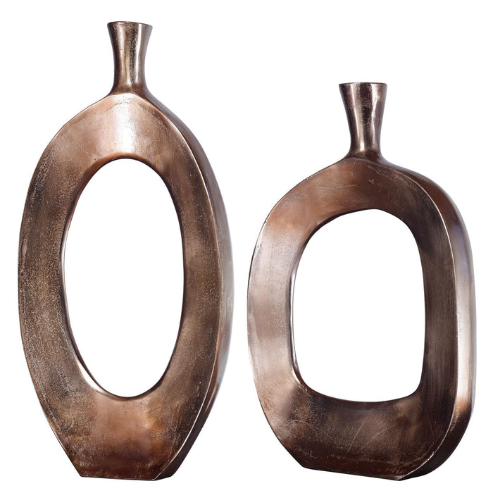 Uttermost Kyler Textured Bronze Vases - Set of 2