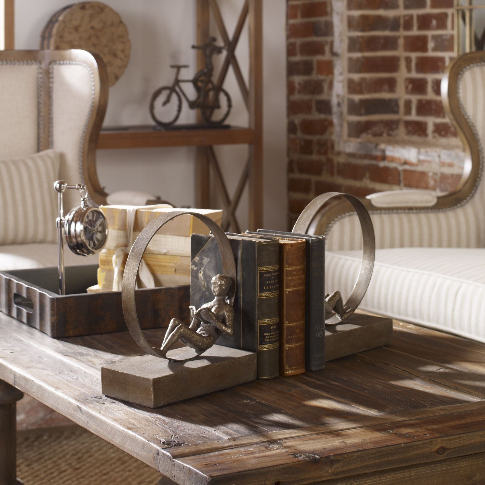 Uttermost Lounging Reader Antique Bookends - Set of 2