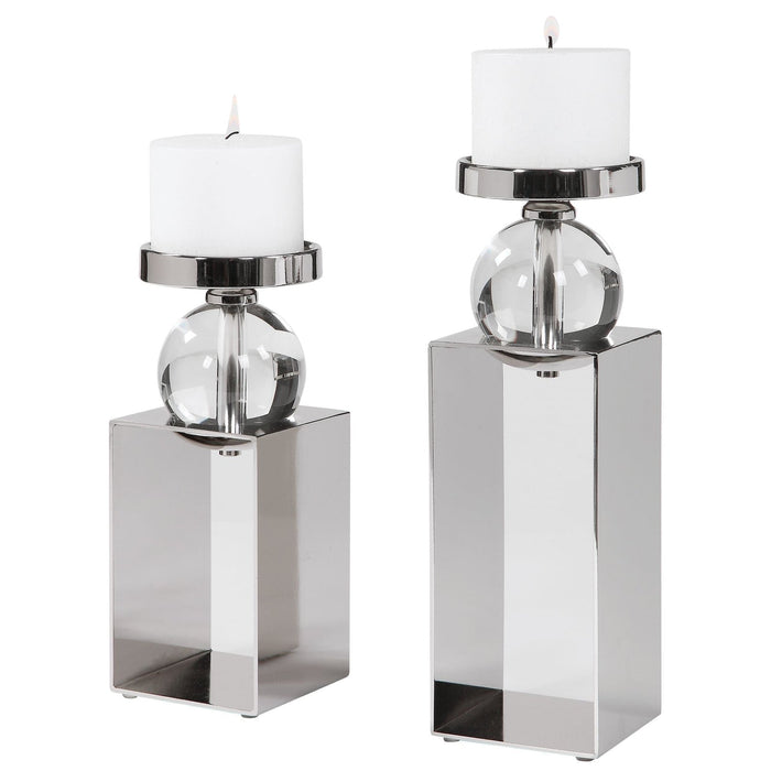 Uttermost Lucian Nickel Candleholders - Set of 2