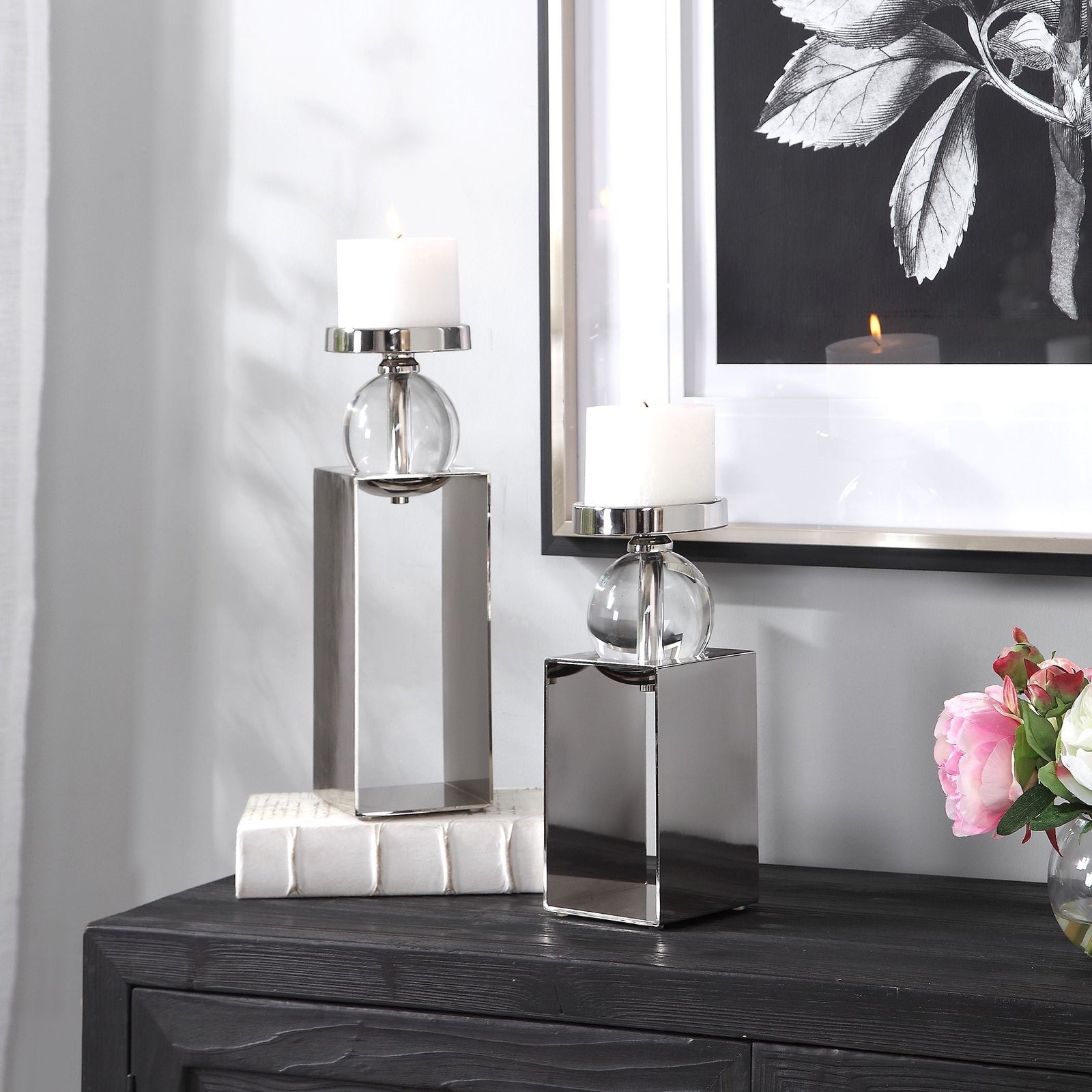 Uttermost Lucian Nickel Candleholders - Set of 2