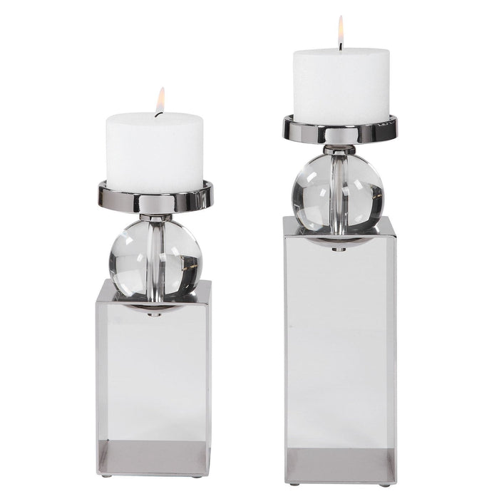 Uttermost Lucian Nickel Candleholders - Set of 2
