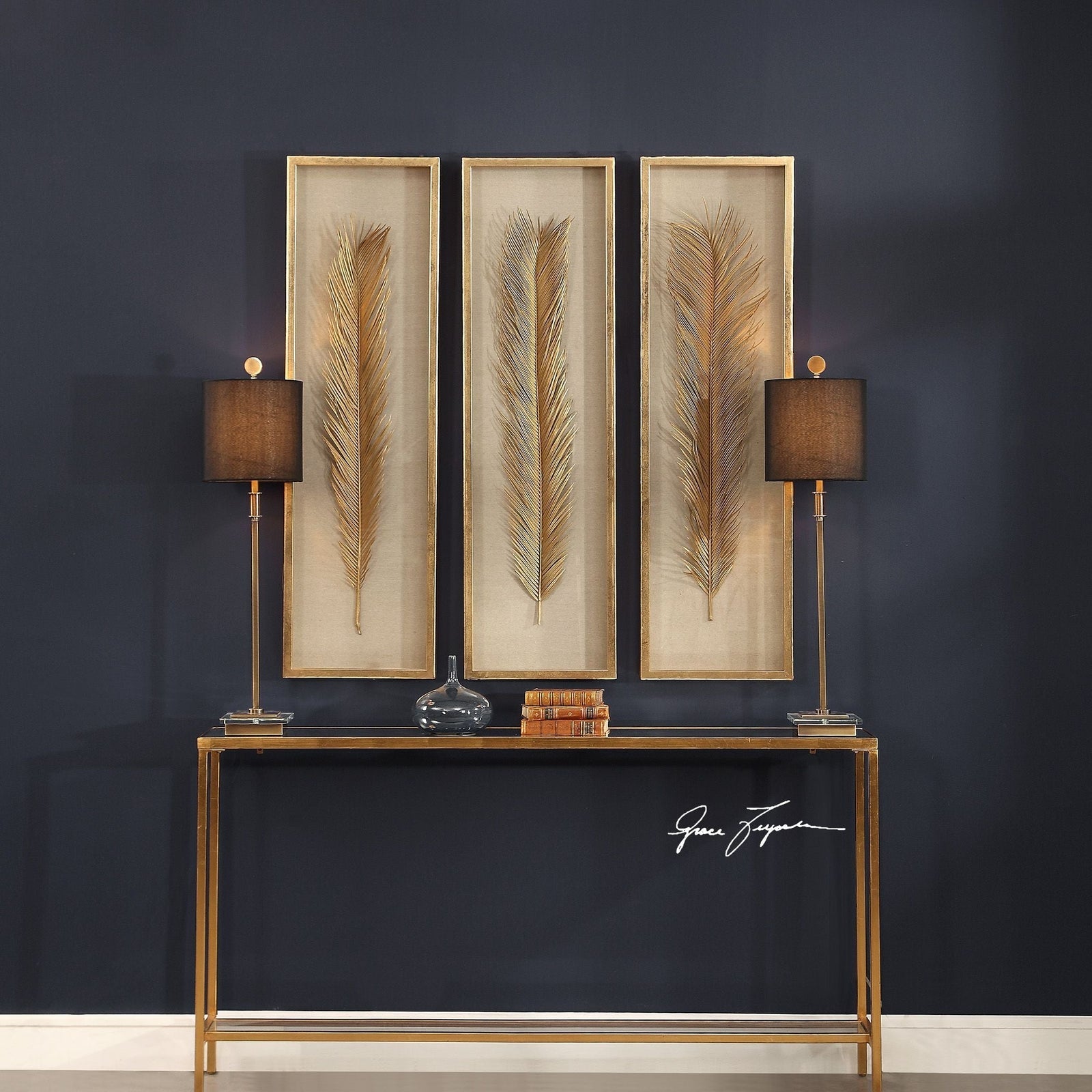 Uttermost Palma Gold Leaf Shadow Box - Set of 3
