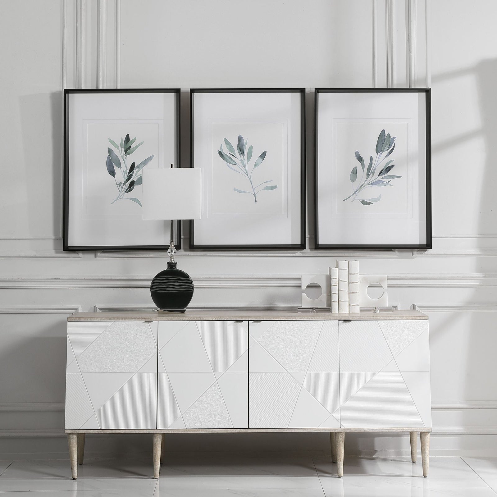 Uttermost Simple Sage Watercolor Prints - Set of 3