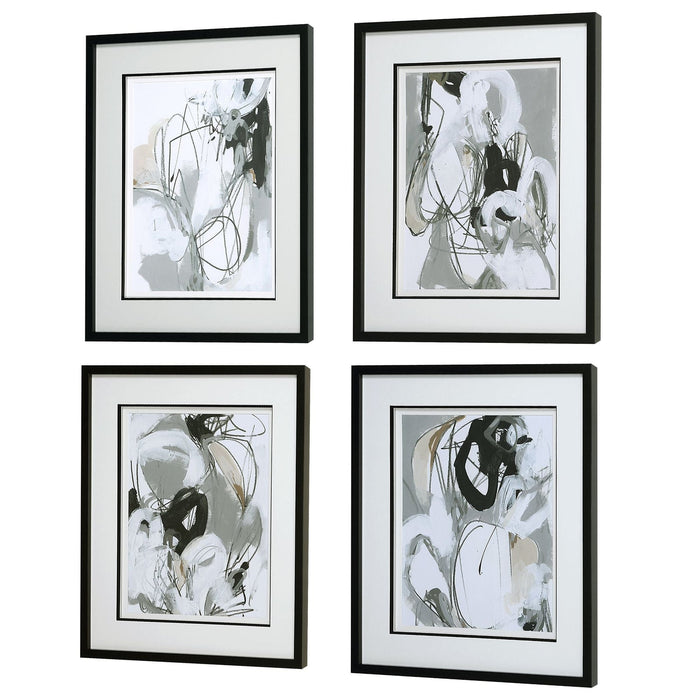 Uttermost Tangled Threads Abstract Framed Prints - Set of 4