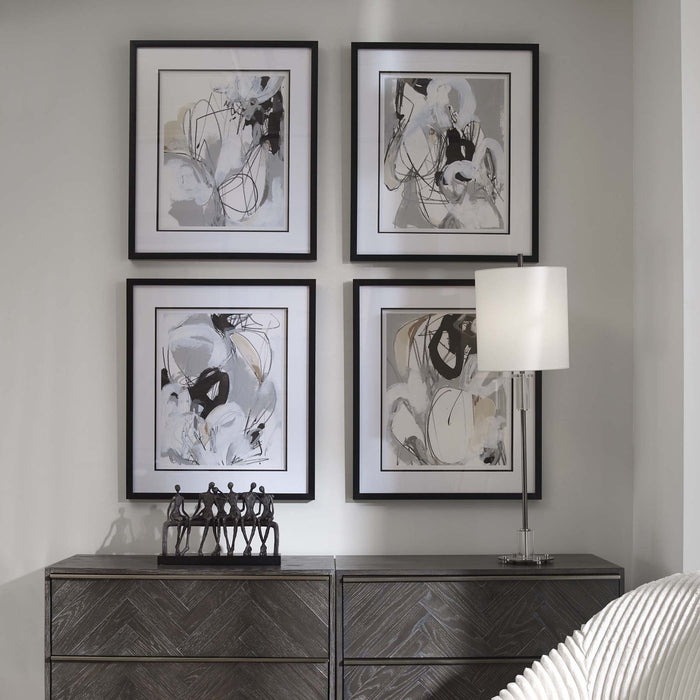 Uttermost Tangled Threads Abstract Framed Prints - Set of 4