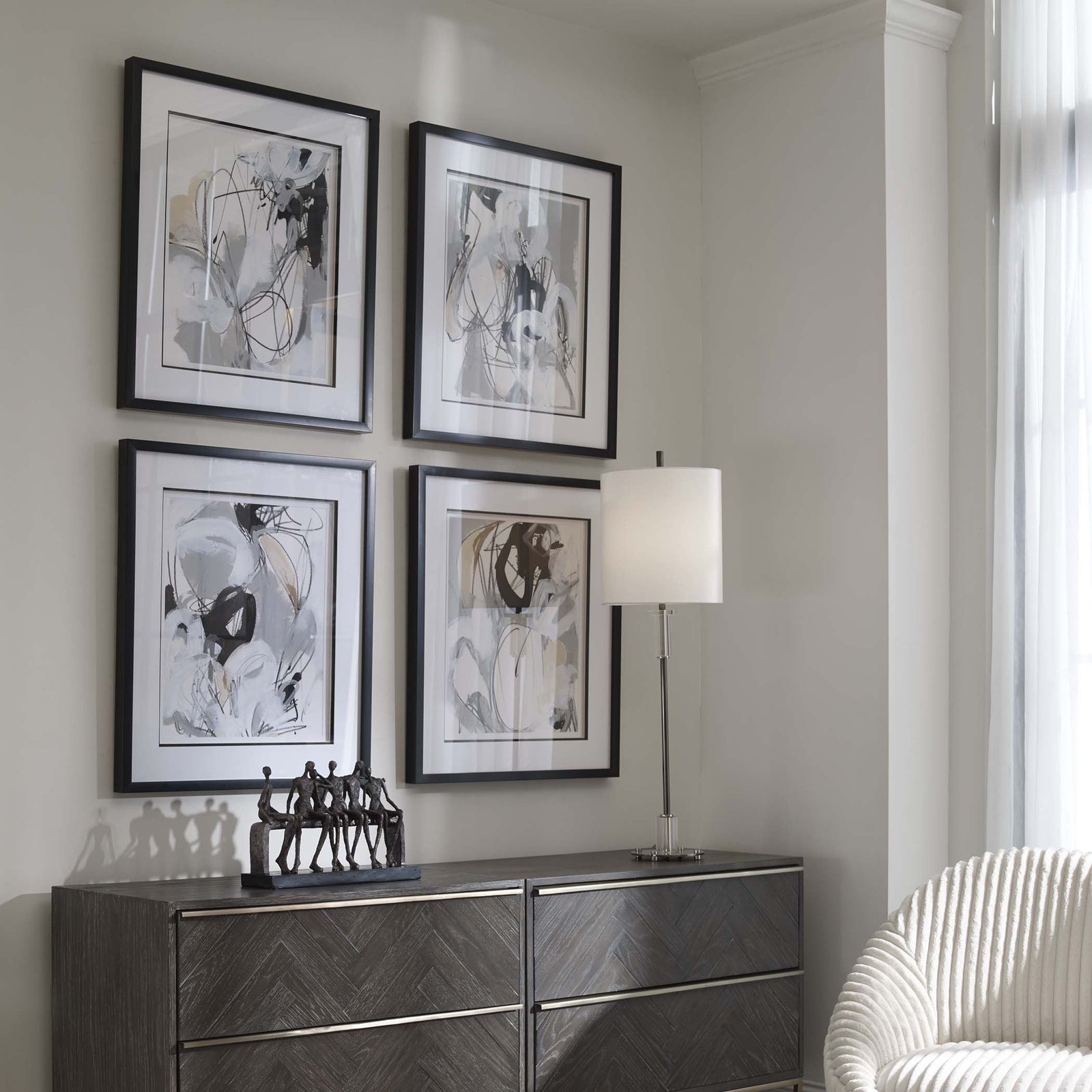 Uttermost Tangled Threads Abstract Framed Prints - Set of 4