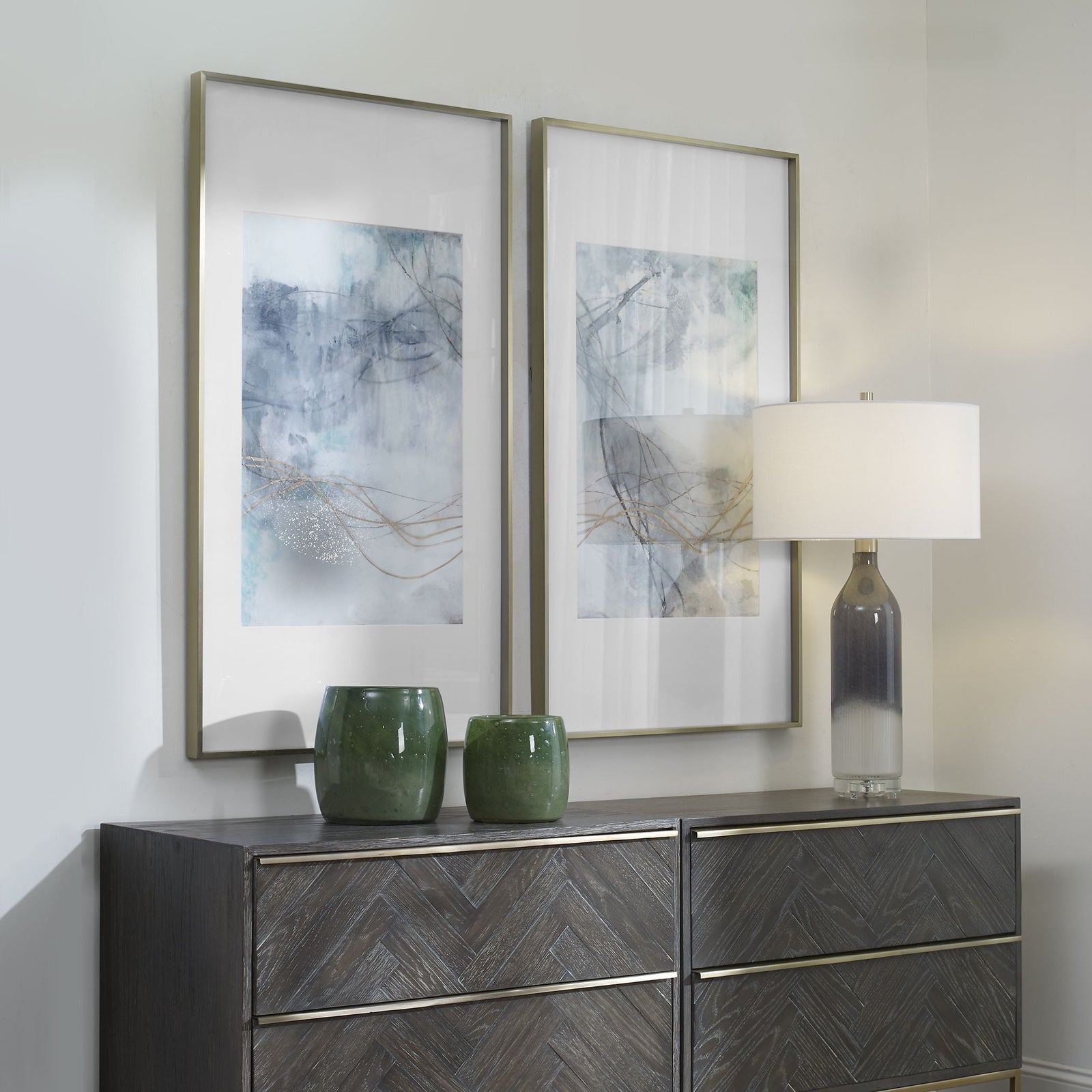 Uttermost Undulating Oro Abstract Prints - Set of 2