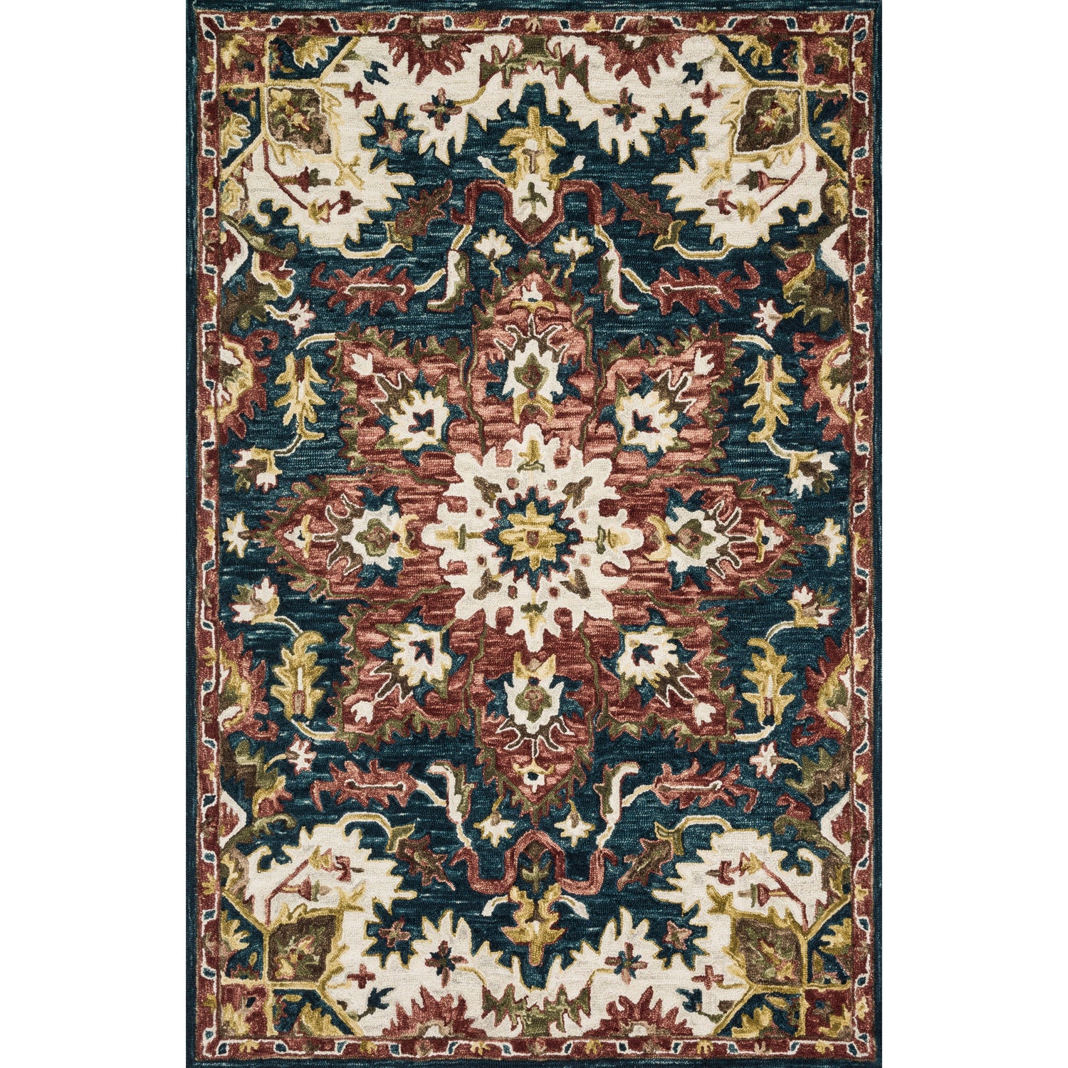 Loloi Victoria VK-13 Teal / Raspberry Rug