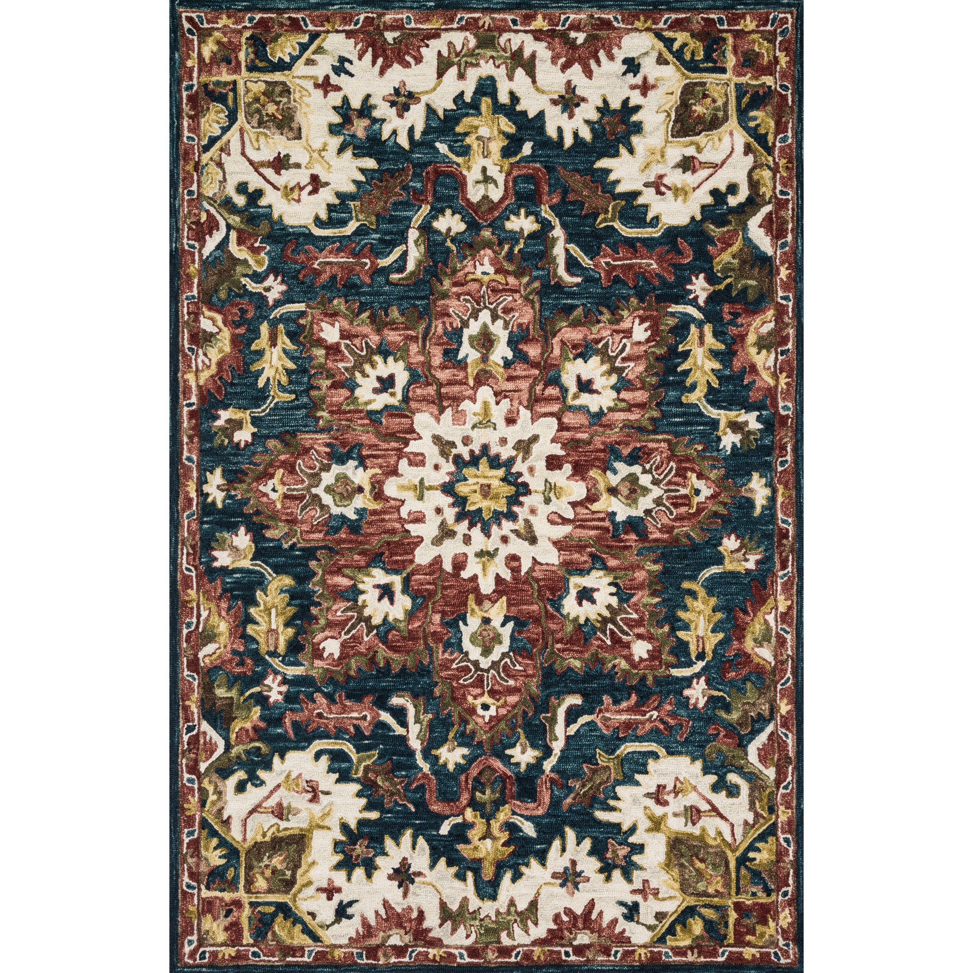 Loloi Victoria VK-13 Teal / Raspberry Rug