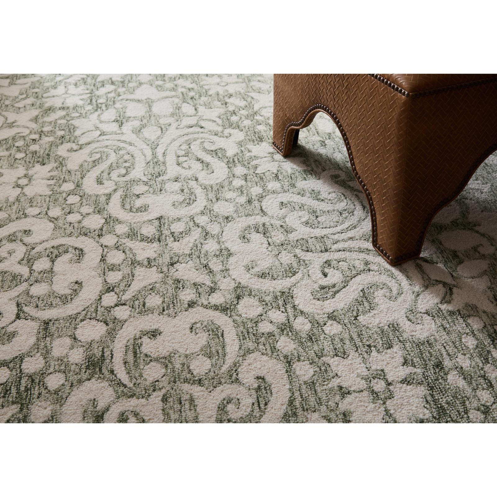Feizy Belfort 8A28F Traditional Floral & Botanical Rug in Ivory/Green
