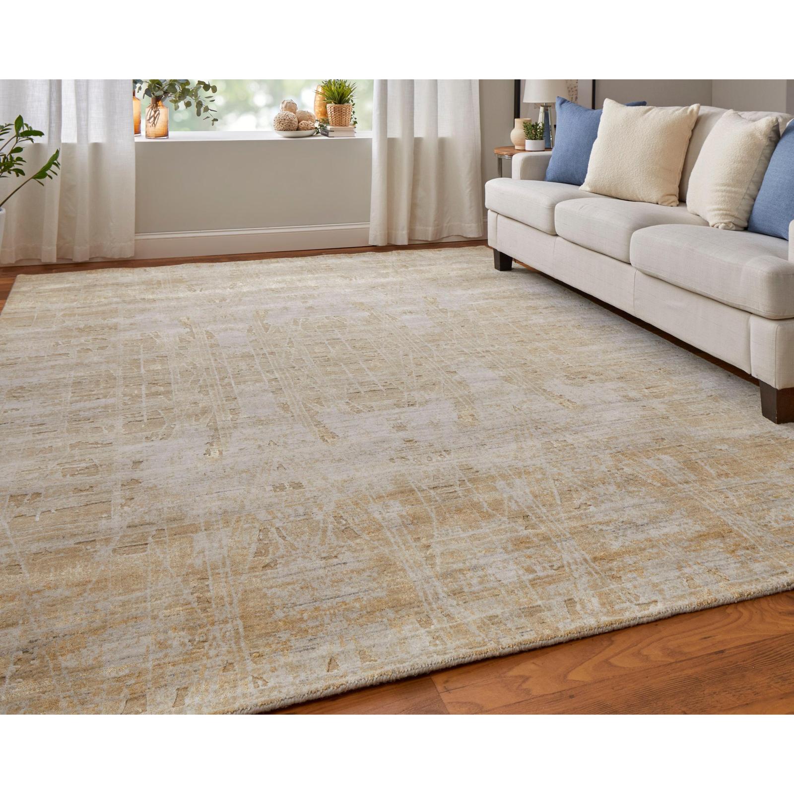 Feizy Eastfield 69FPF Modern Abstract Rug in Yellow/Ivory/Gold