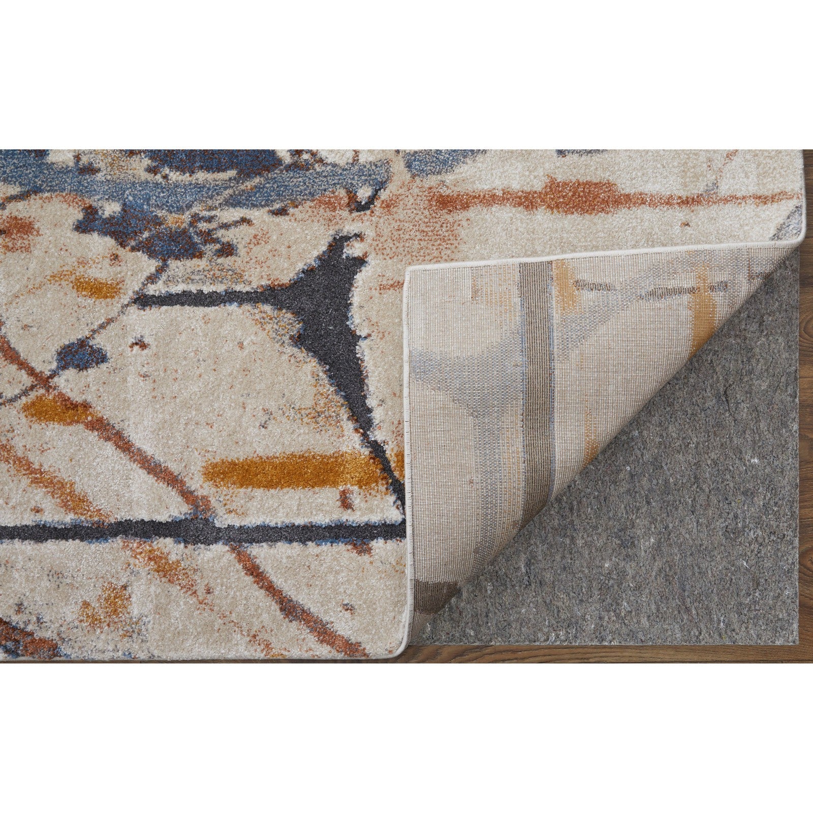 Feizy Gilmore 39MPF Modern Watercolor in Blue/Orange/Gray