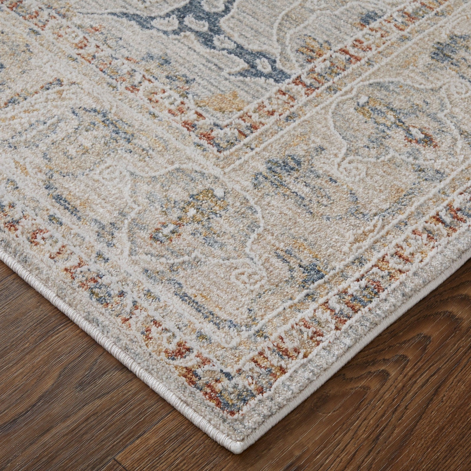 Feizy Pasha 39M4F Transitional Ikat in Ivory/Blue/Taupe