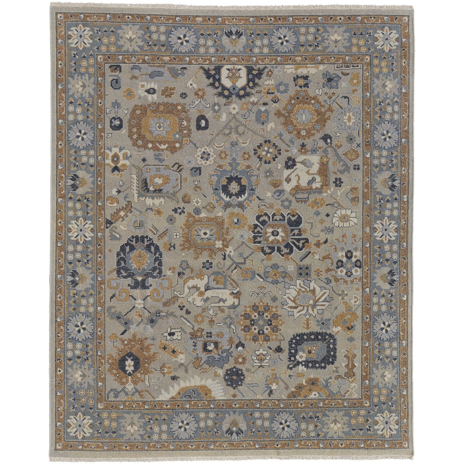 Feizy Corbitt 0612F Traditional Oriental in Blue/Brown/Gray