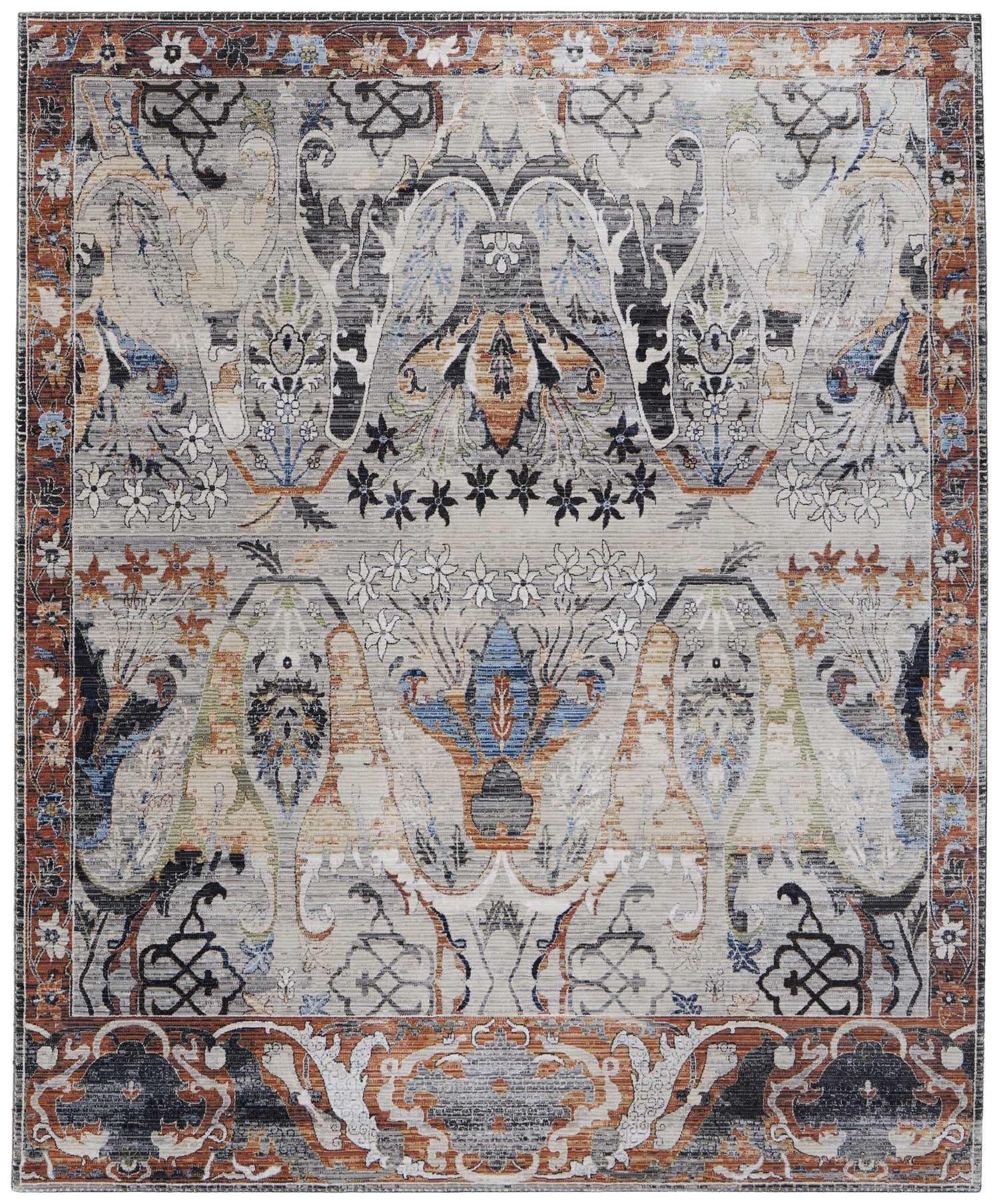 Feizy Melrose 39P2F Rug in Gray/Rust