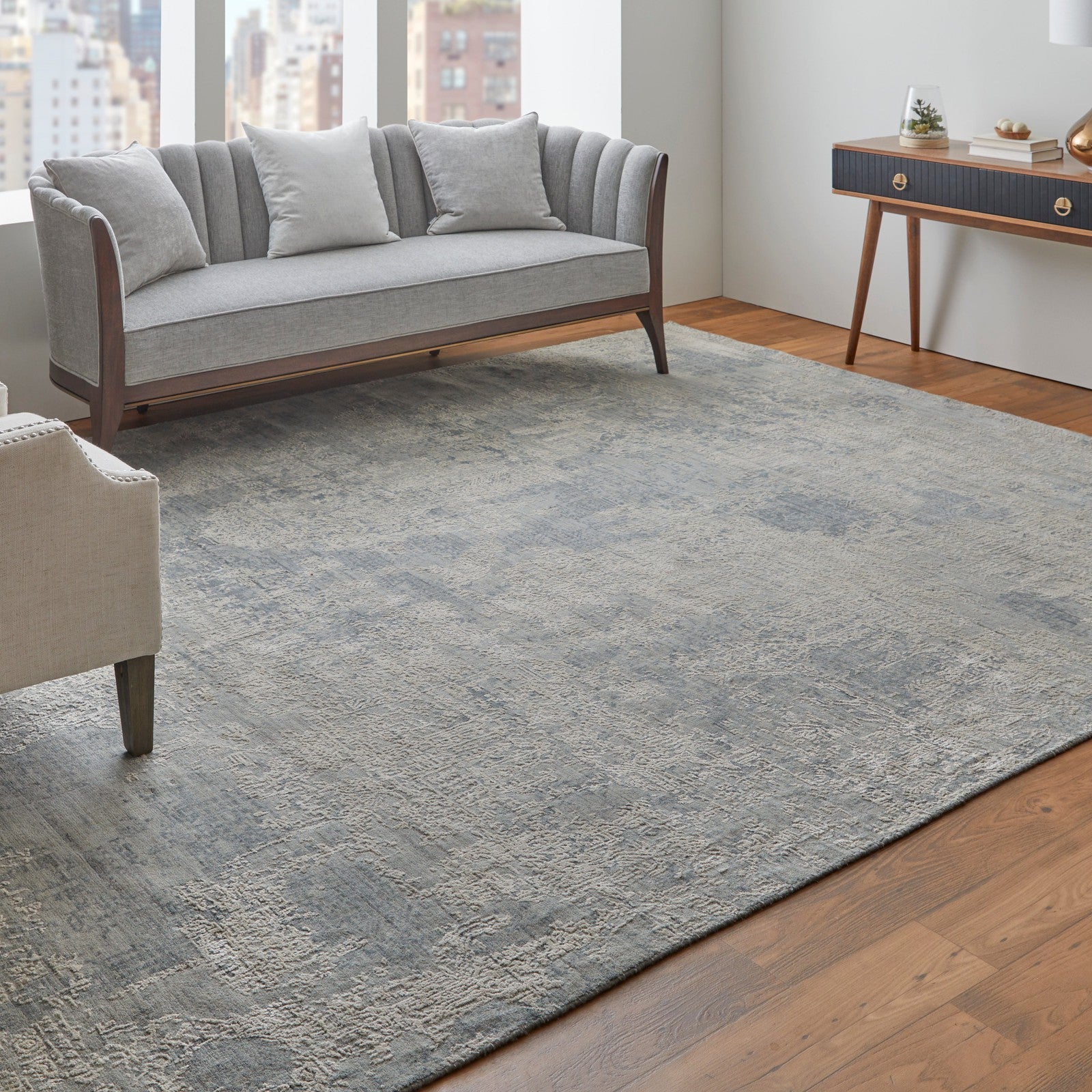 Feizy Eastfield 6989F Modern Abstract in Silver/Gray