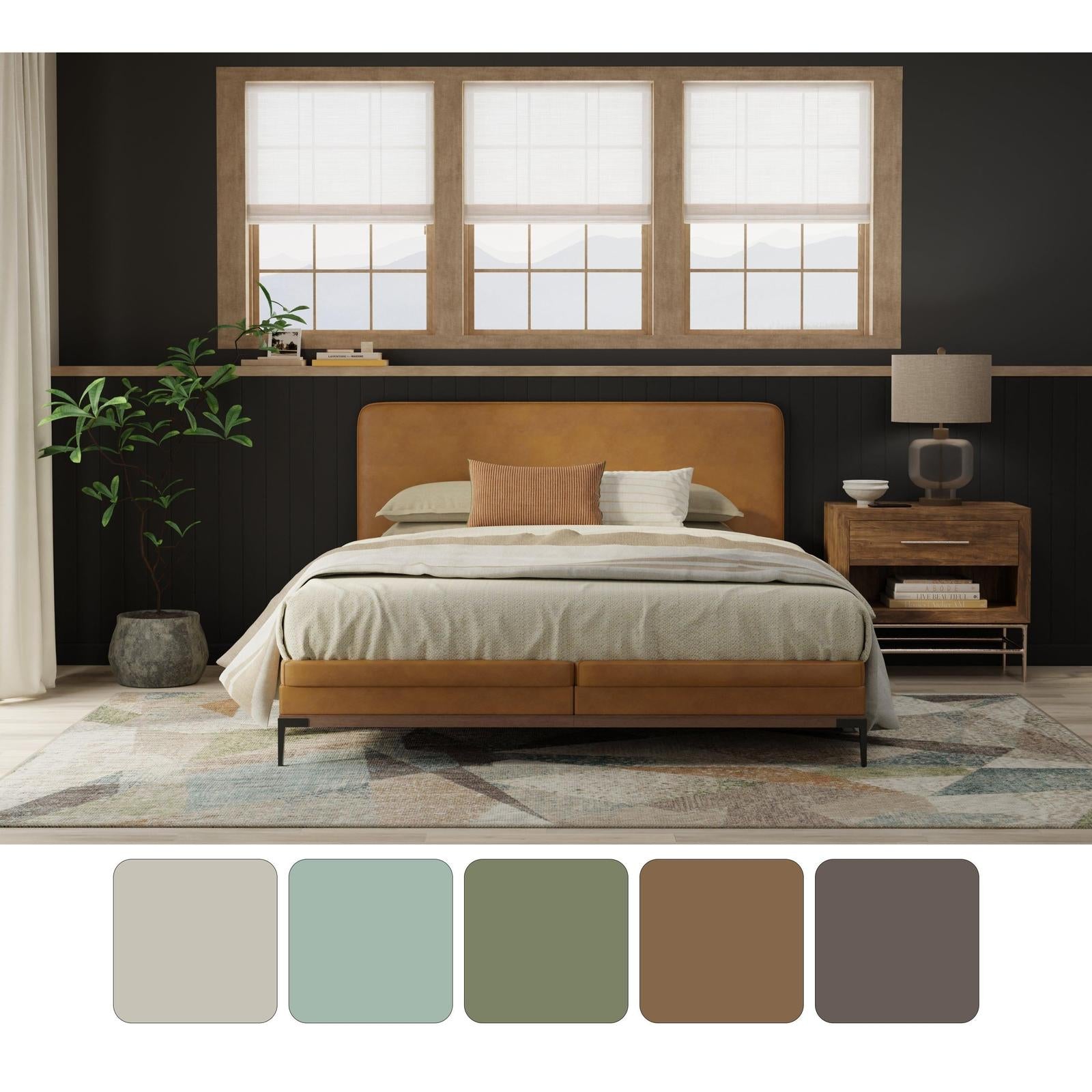 Feizy Eden 39QVF Modern Color Block Rug in Ivory/Blue/Green