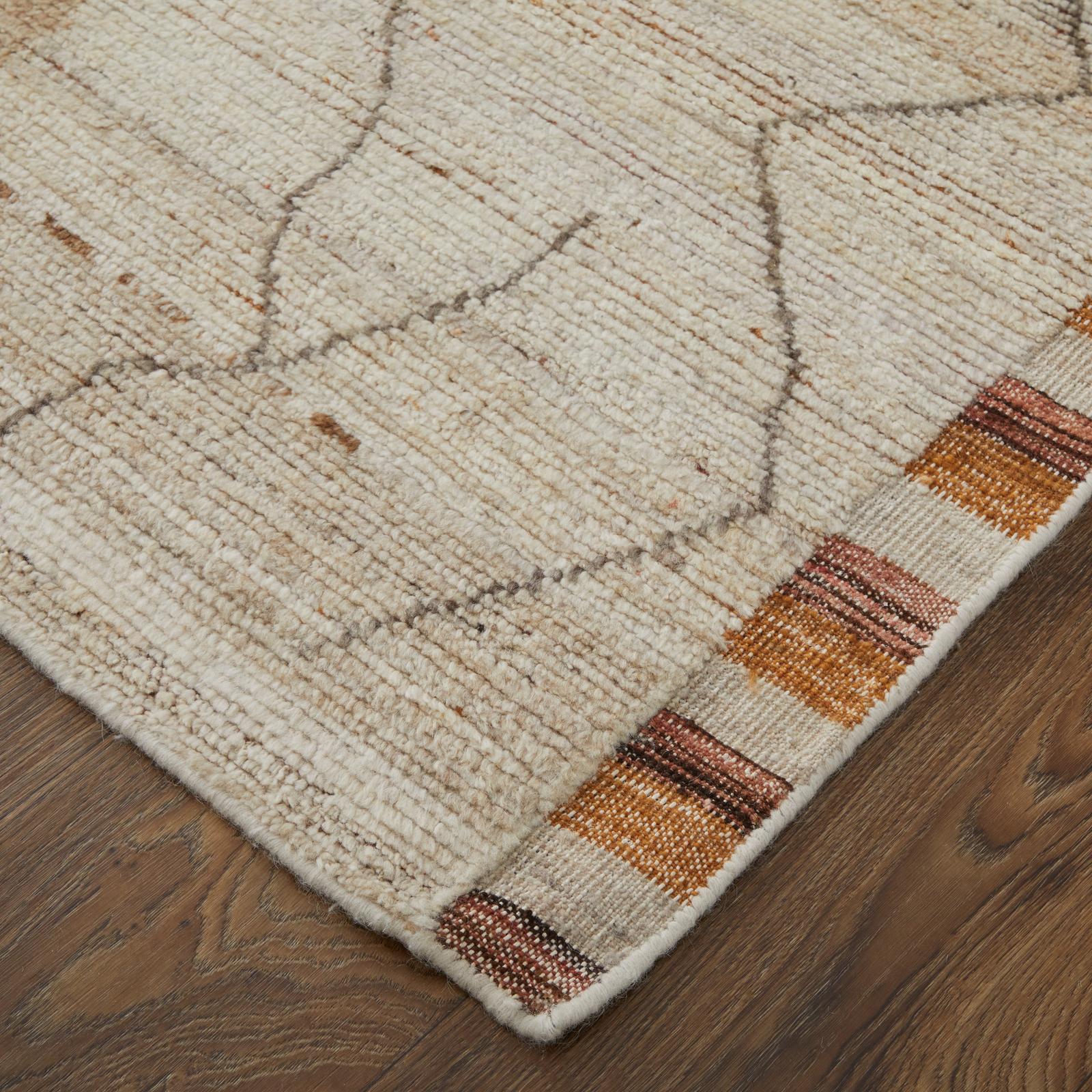 Feizy Kasbah 69G0F Transitional Moroccan Rug in Ivory/Tan/Orange