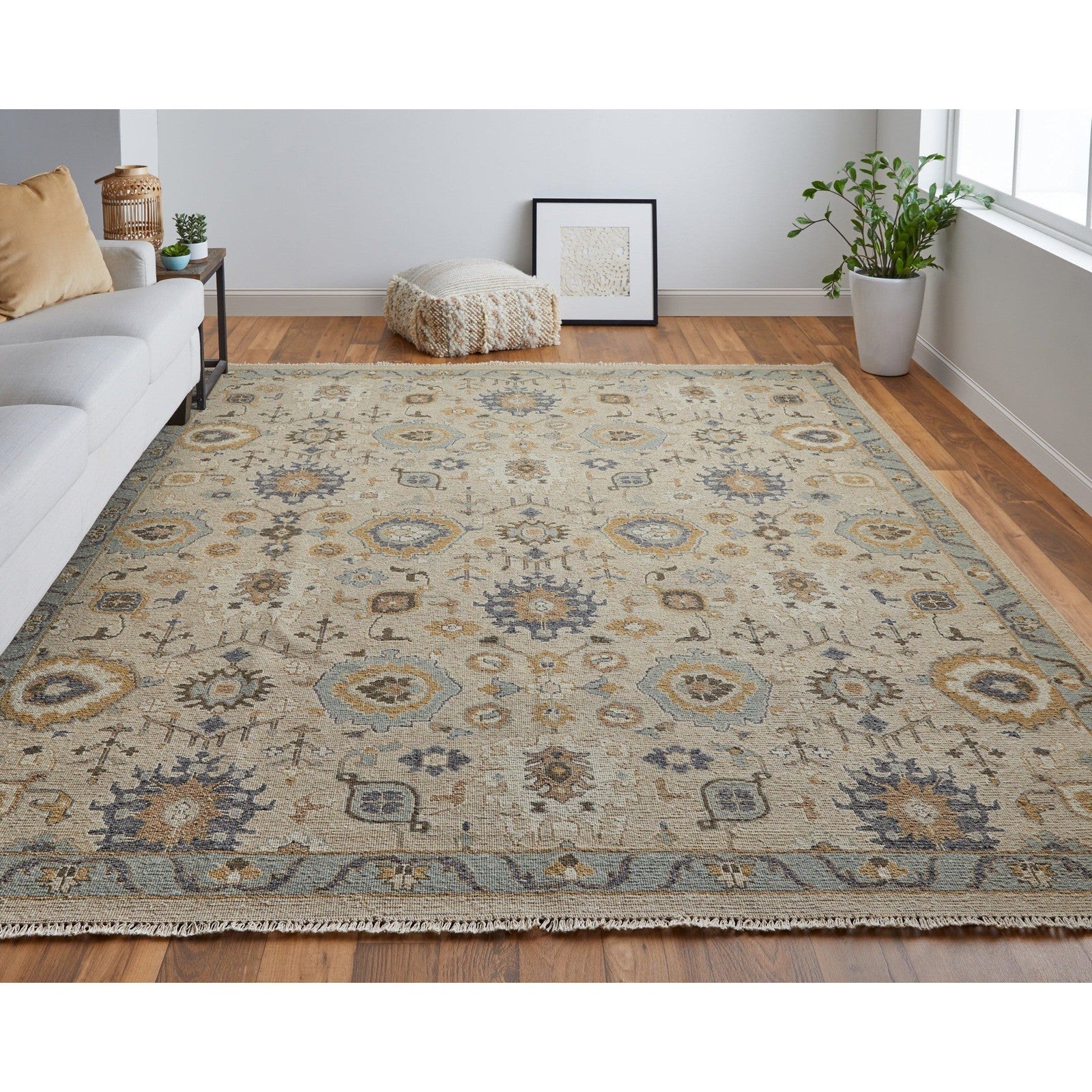 Feizy Corbitt 0613F Traditional Oriental in Tan/Blue/Gold