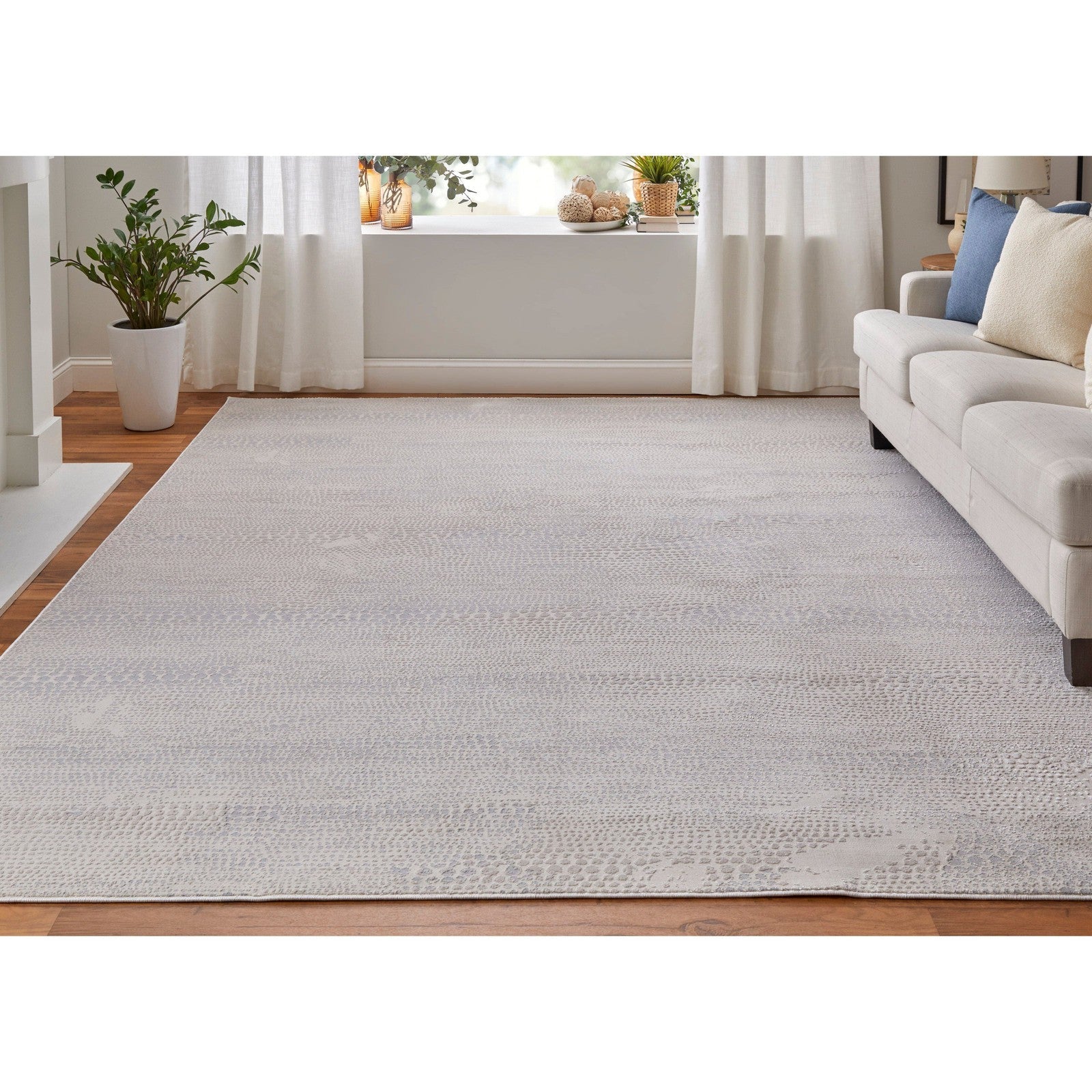Feizy Prasad 39N8F Modern Distressed in Ivory/Silver/Gray