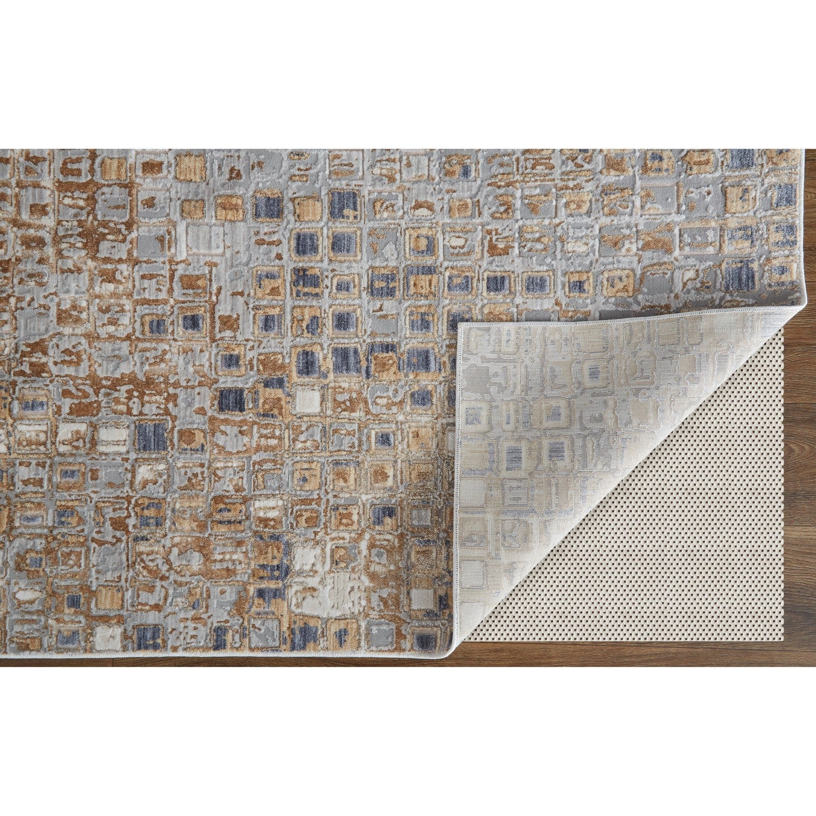 Feizy Laina 39G0F Transitional Geometric in Tan/Ivory/Blue