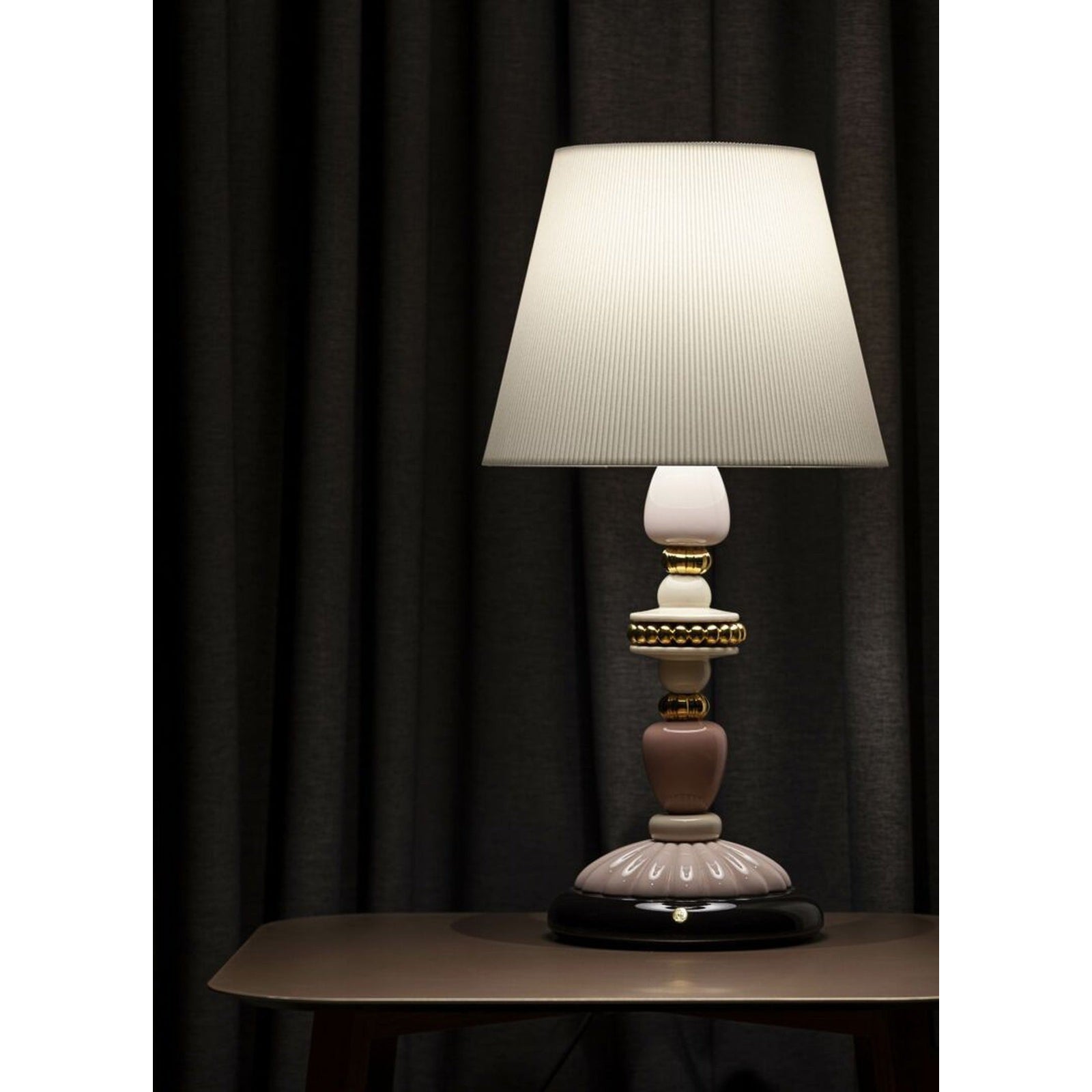 Lladro Firefly Table Lamp Pink and Golden Luster US