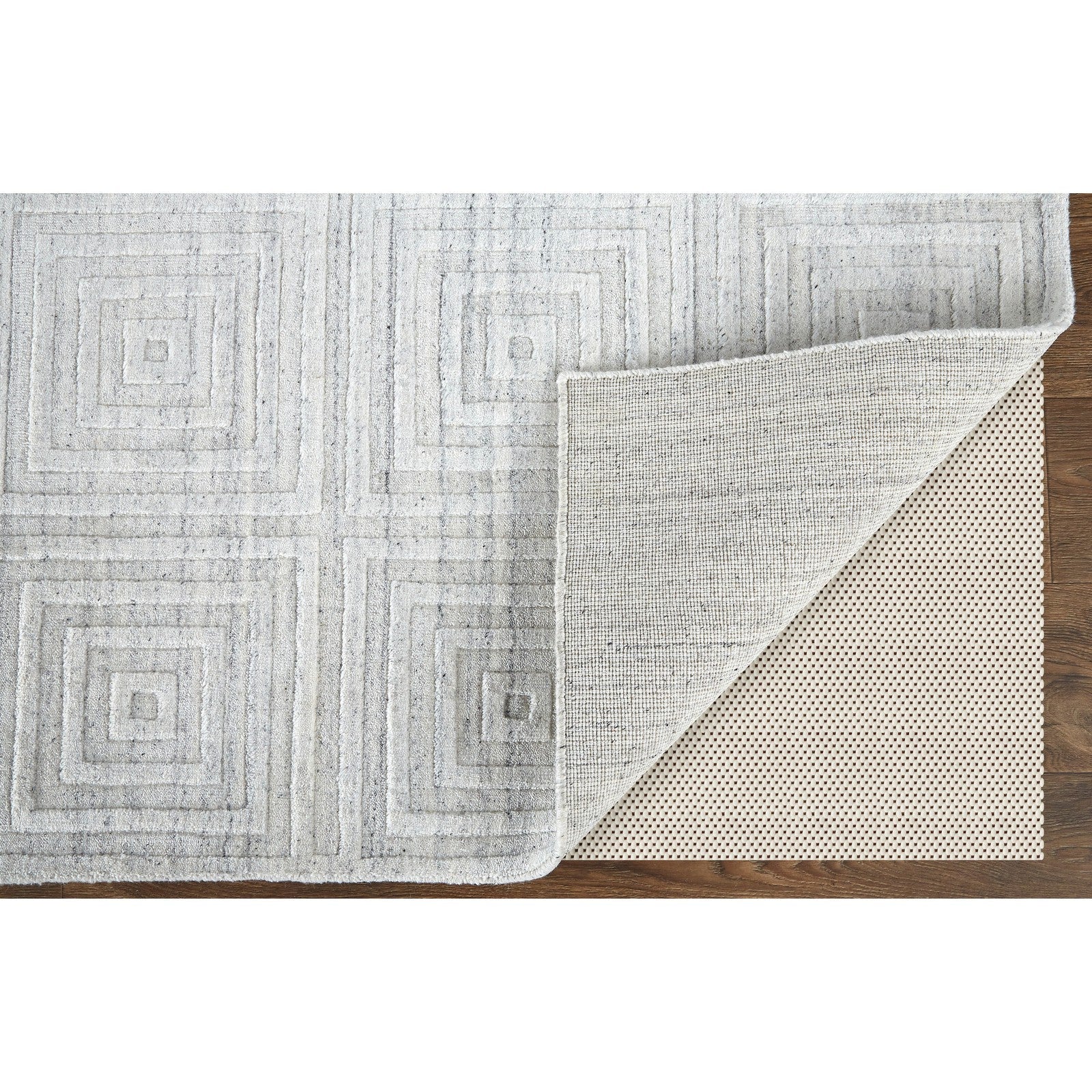 Feizy Redford 8670F Transitional Solid in White/Silver