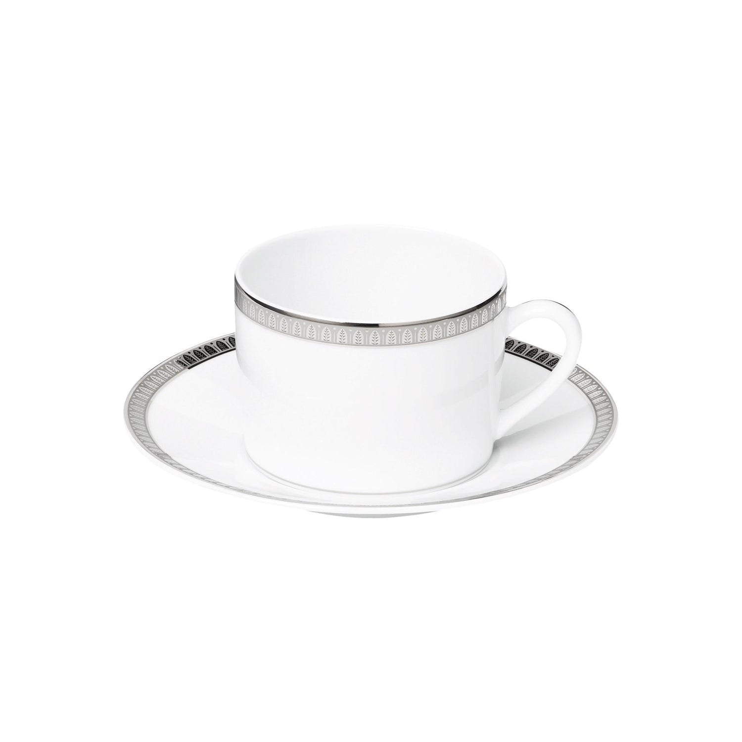 Christofle Malmaison Gilded Porcelain Tea Cup and Saucer