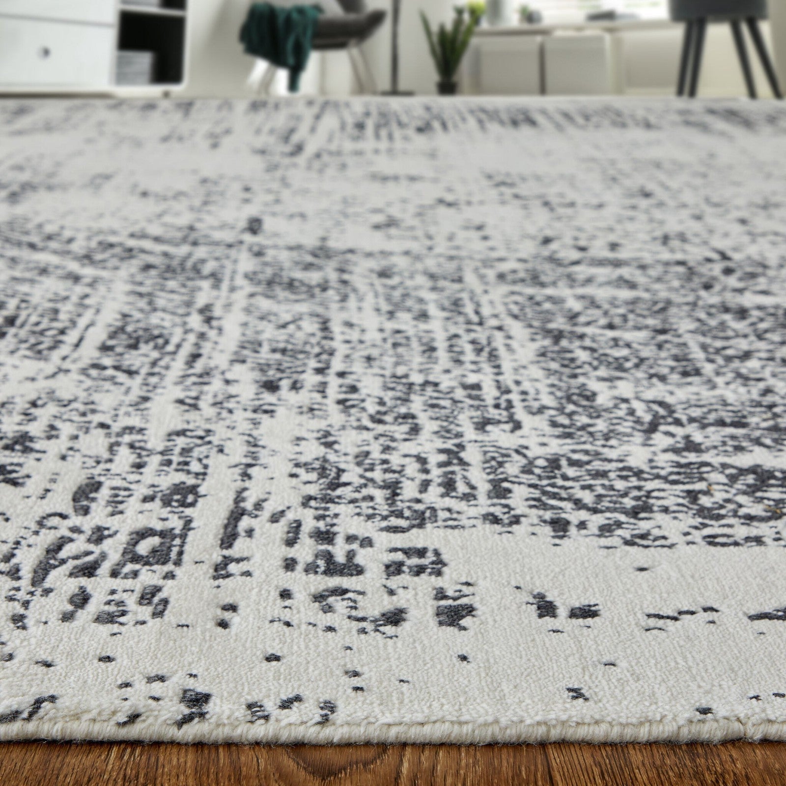 Feizy Coda 8928F Modern Abstract Rug in Black/White