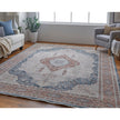Feizy Marquette 39GRF Transitional Medallion in Gray/Red/Blue