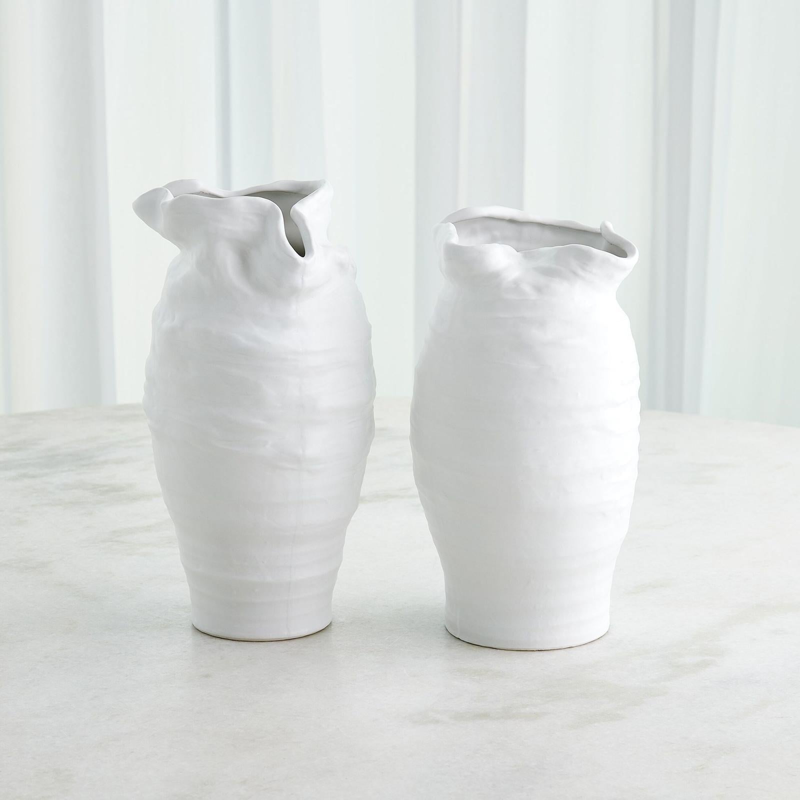 Global Views Ruffle Top Vase White