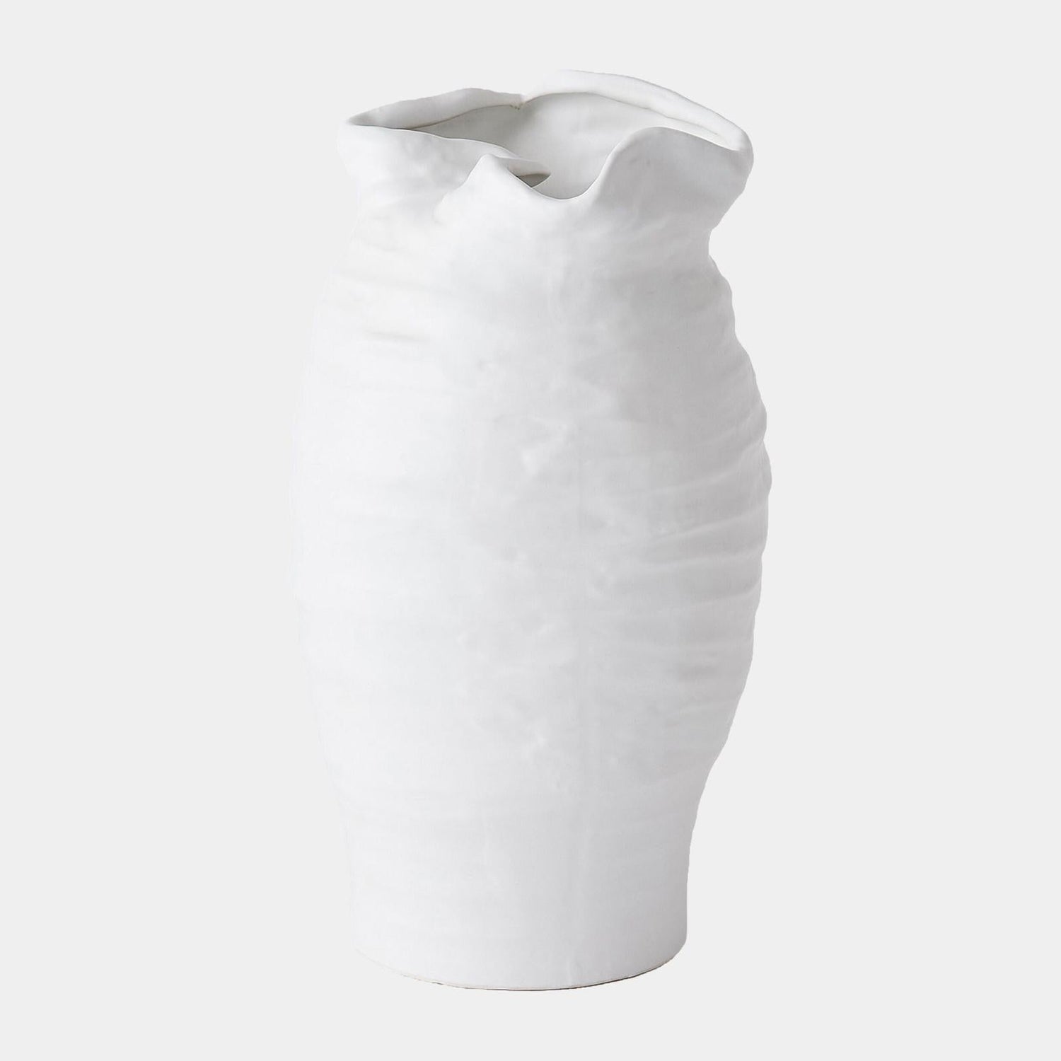 Global Views Ruffle Top Vase White