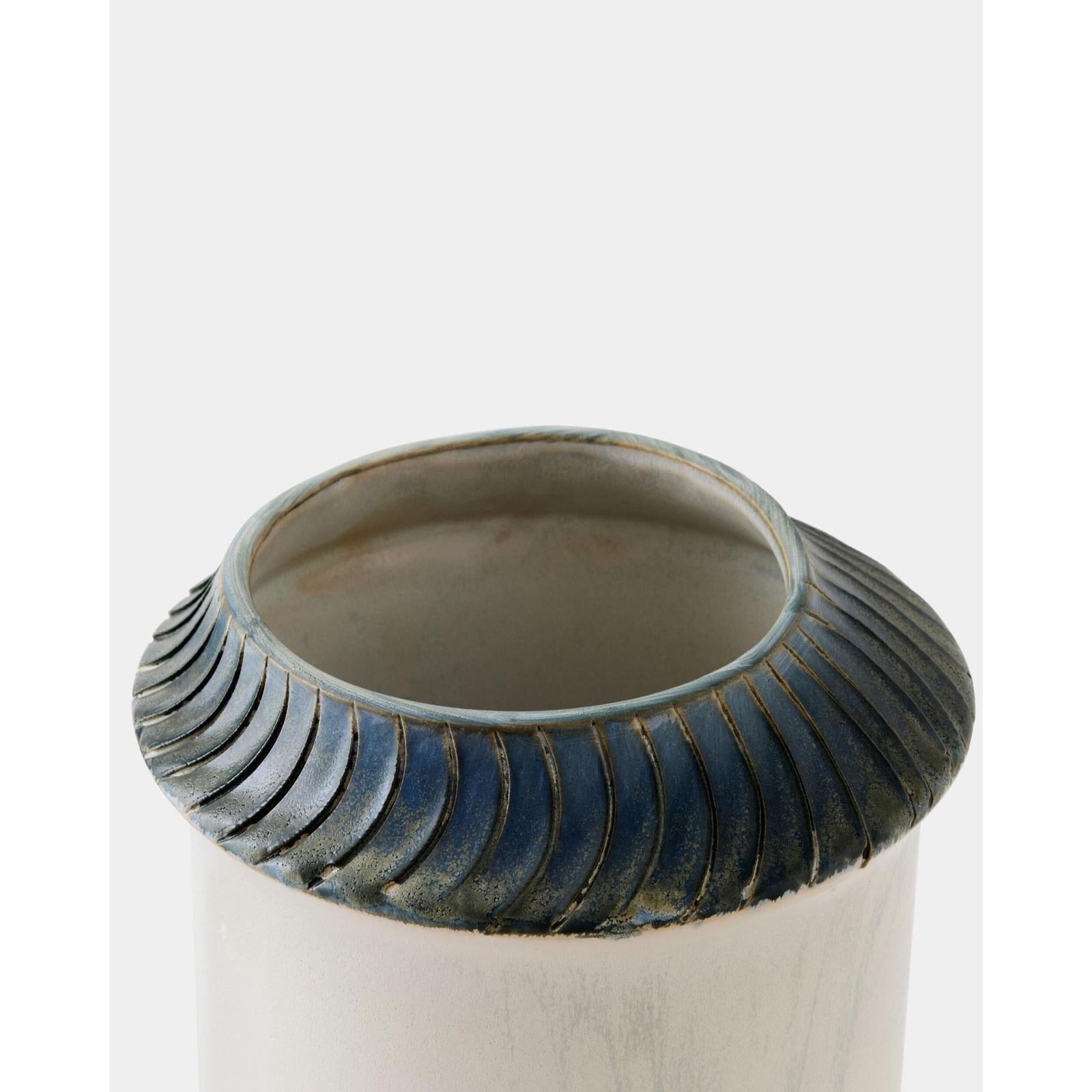 Global Views Aiden Etched Blue Rimed Vase and Planter