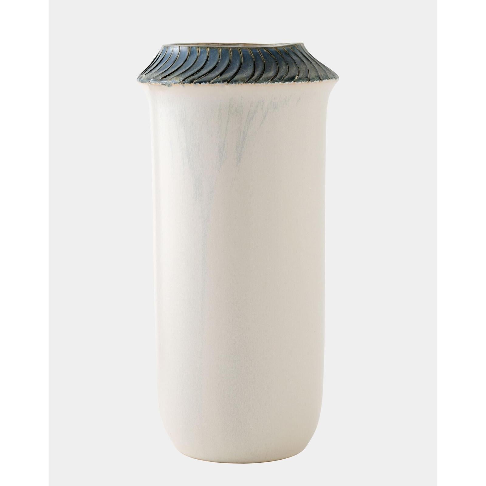 Global Views Aiden Etched Blue Rimed Vase and Planter