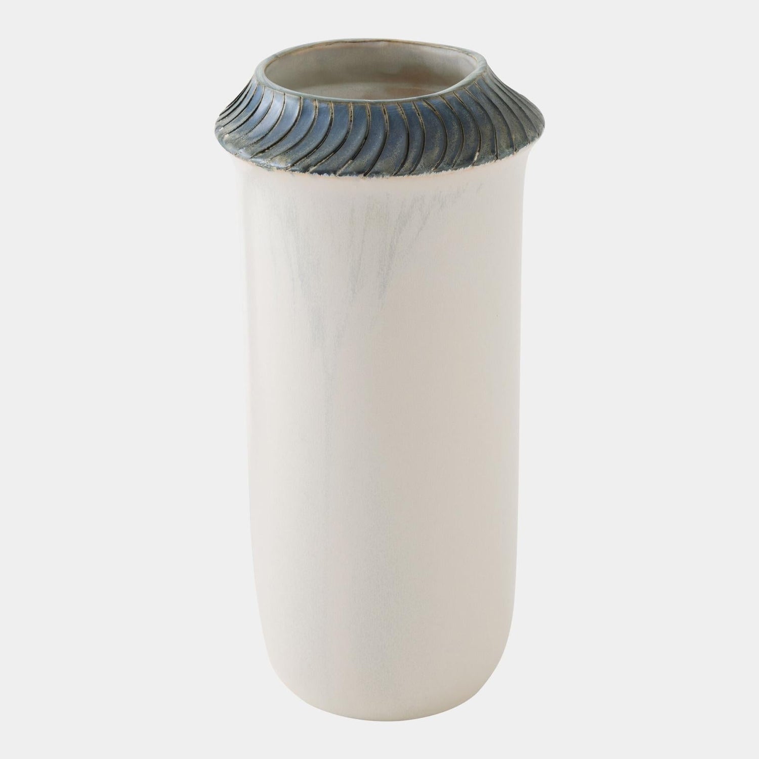 Global Views Aiden Etched Blue Rimed Vase and Planter