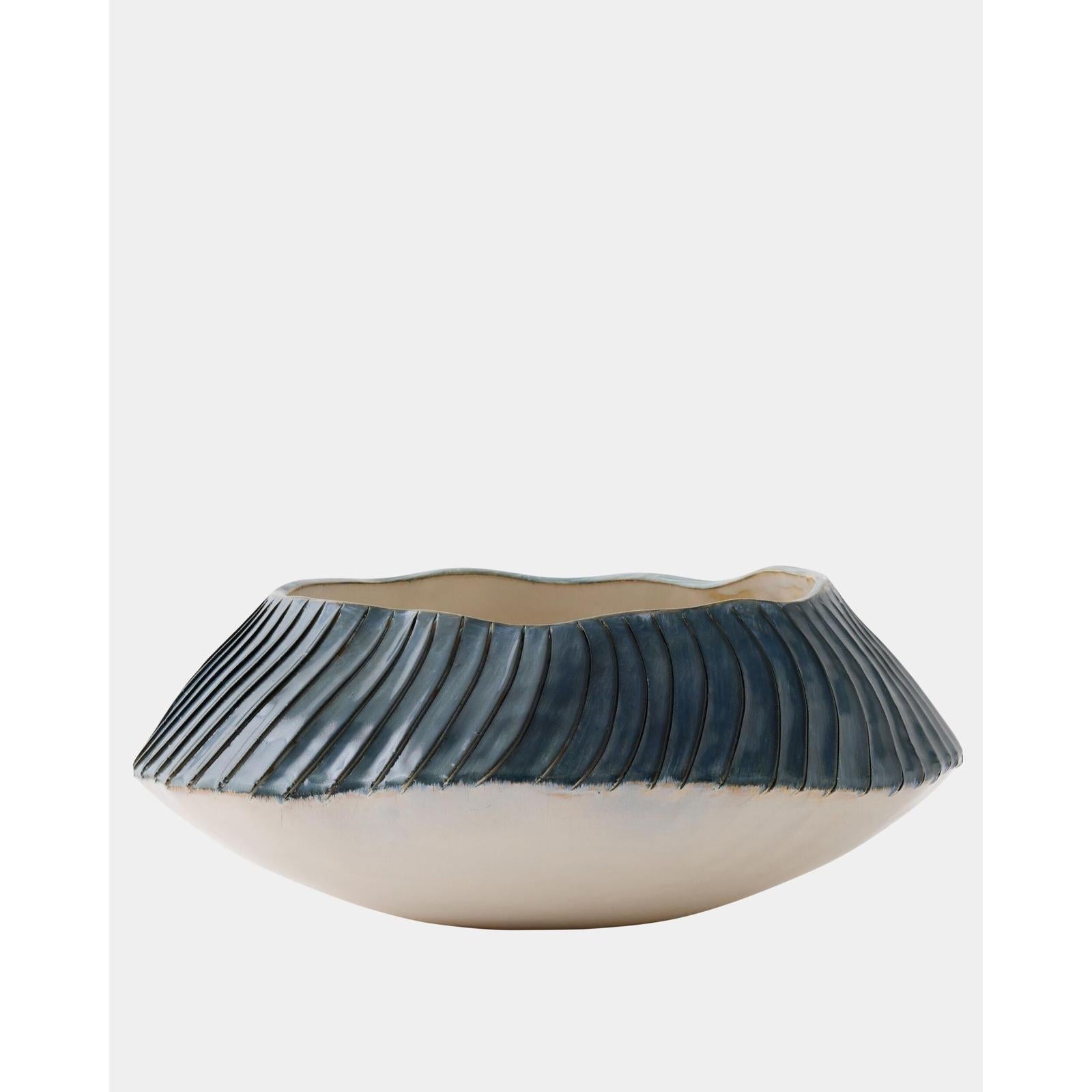 Global Views Aiden Etched Blue Rimed Planter