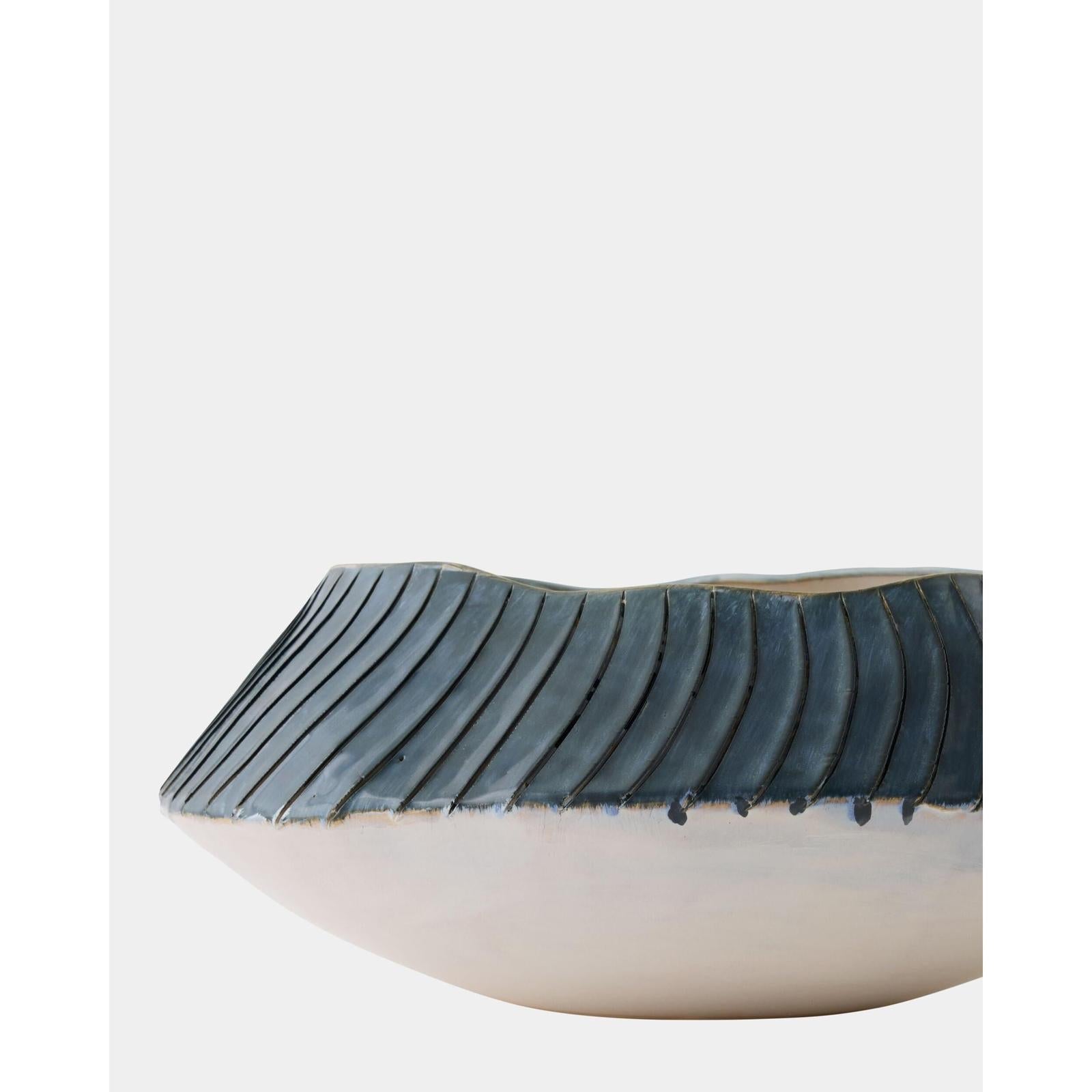 Global Views Aiden Etched Blue Rimed Planter
