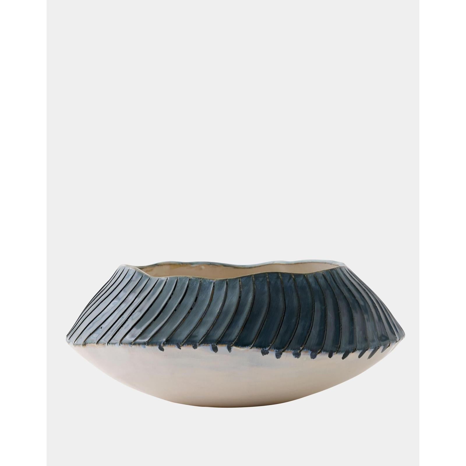 Global Views Aiden Etched Blue Rimed Planter