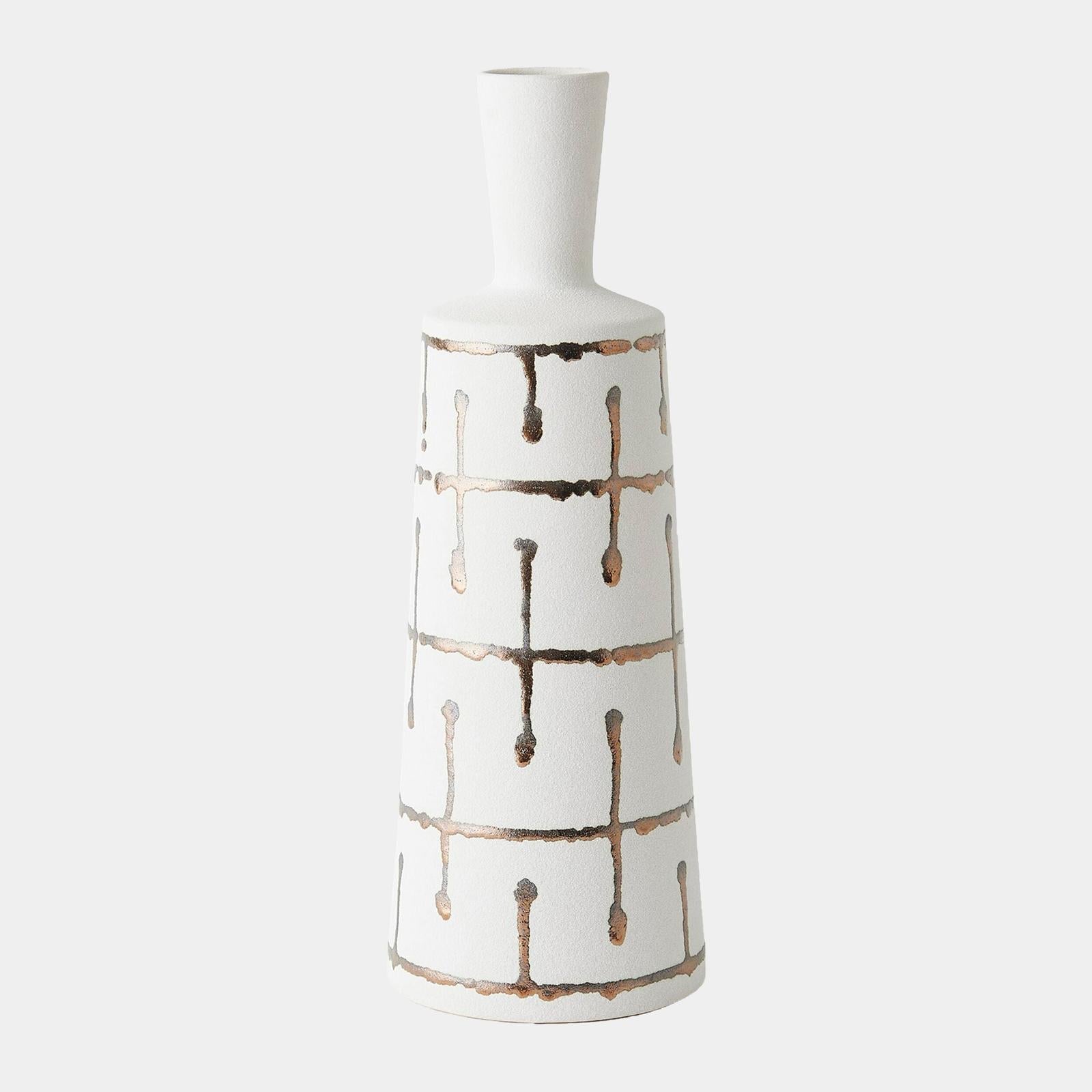 Global Views Labirinto Golden Stripe White Vase
