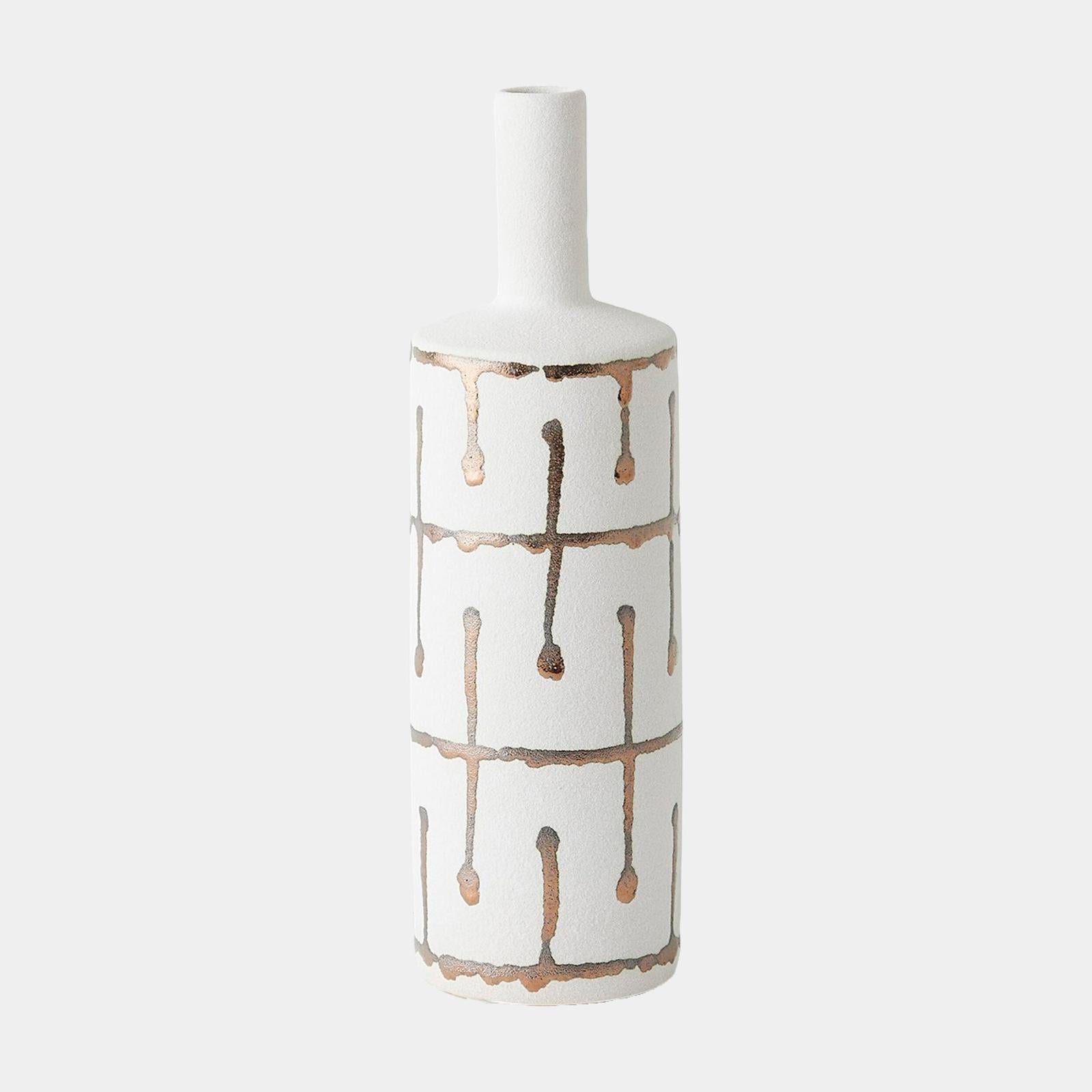 Global Views Labirinto Golden Stripe White Vase