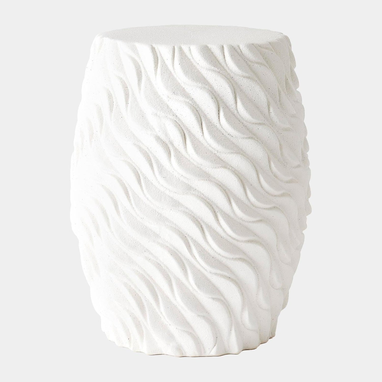 Global Views Wave Garden Stool White