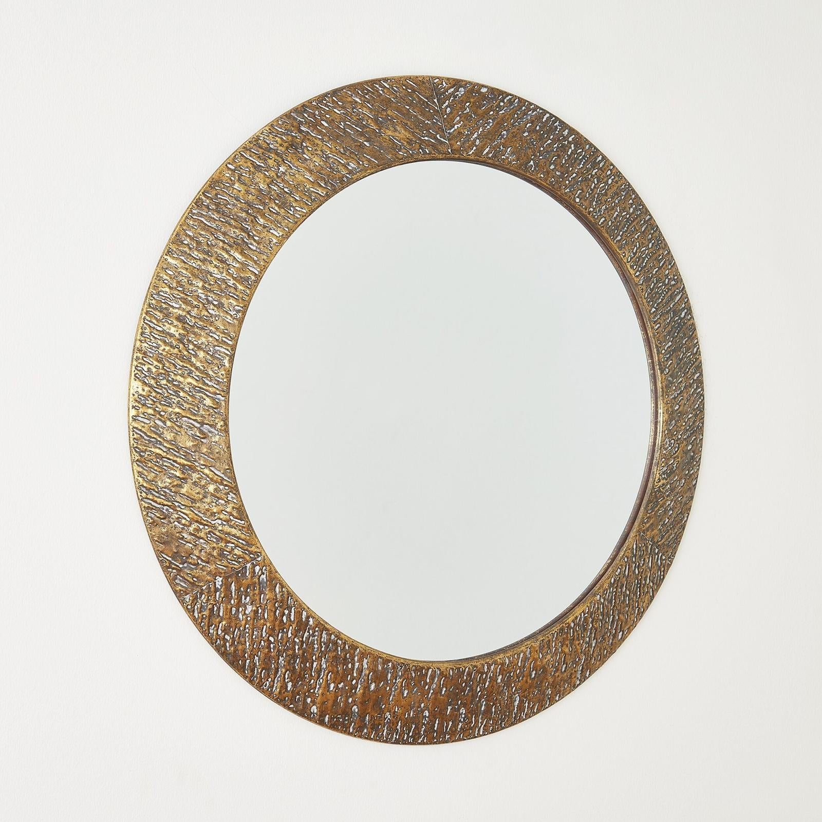 Global Views Cliffside Antique Copper Round Mirror