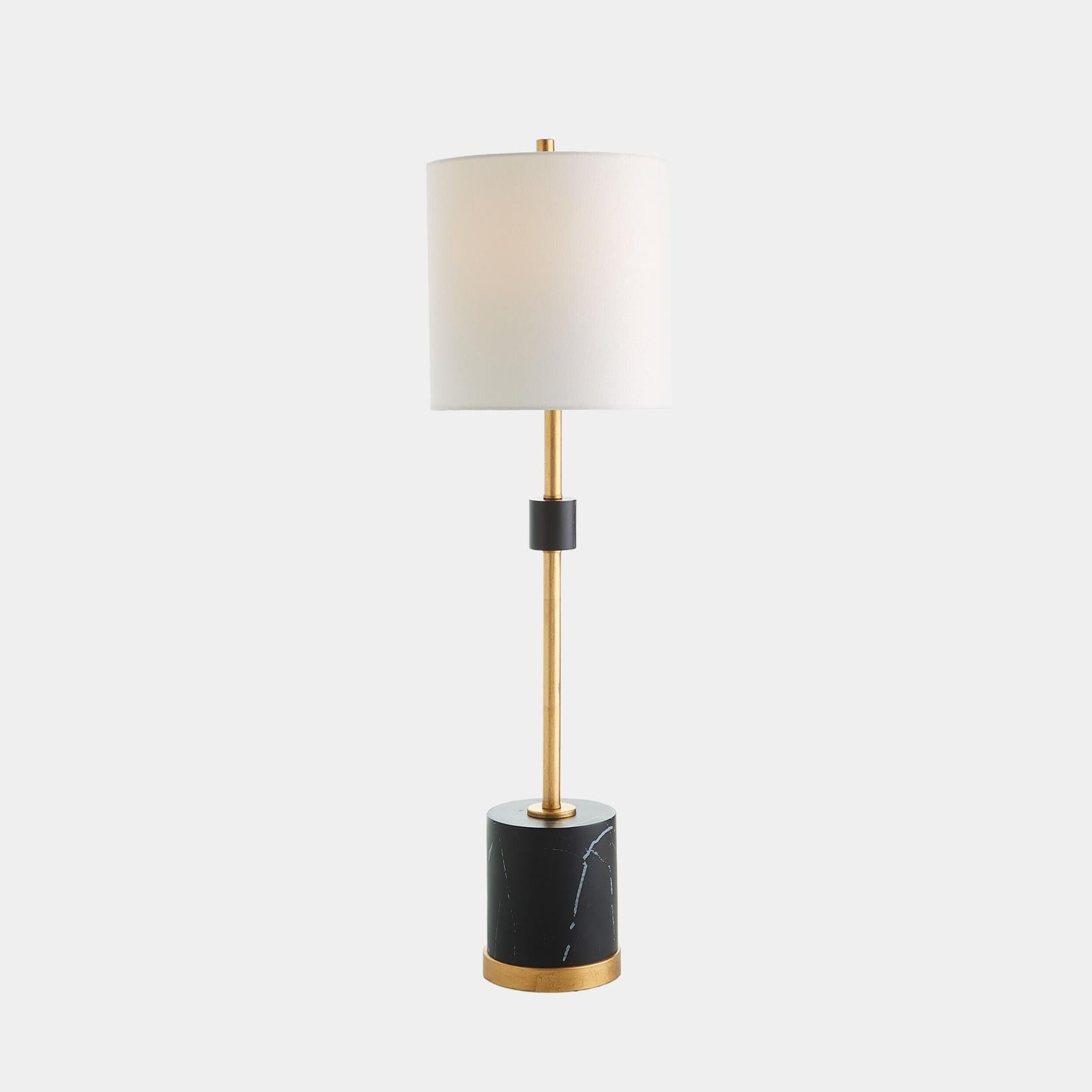 Global Views Maximus Faux Marble Black Gold Table Lamp