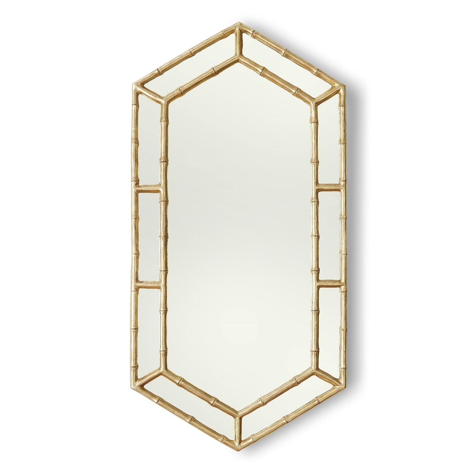 Global Views Sara Gold Leaf Bamboo Hexagon Mirror