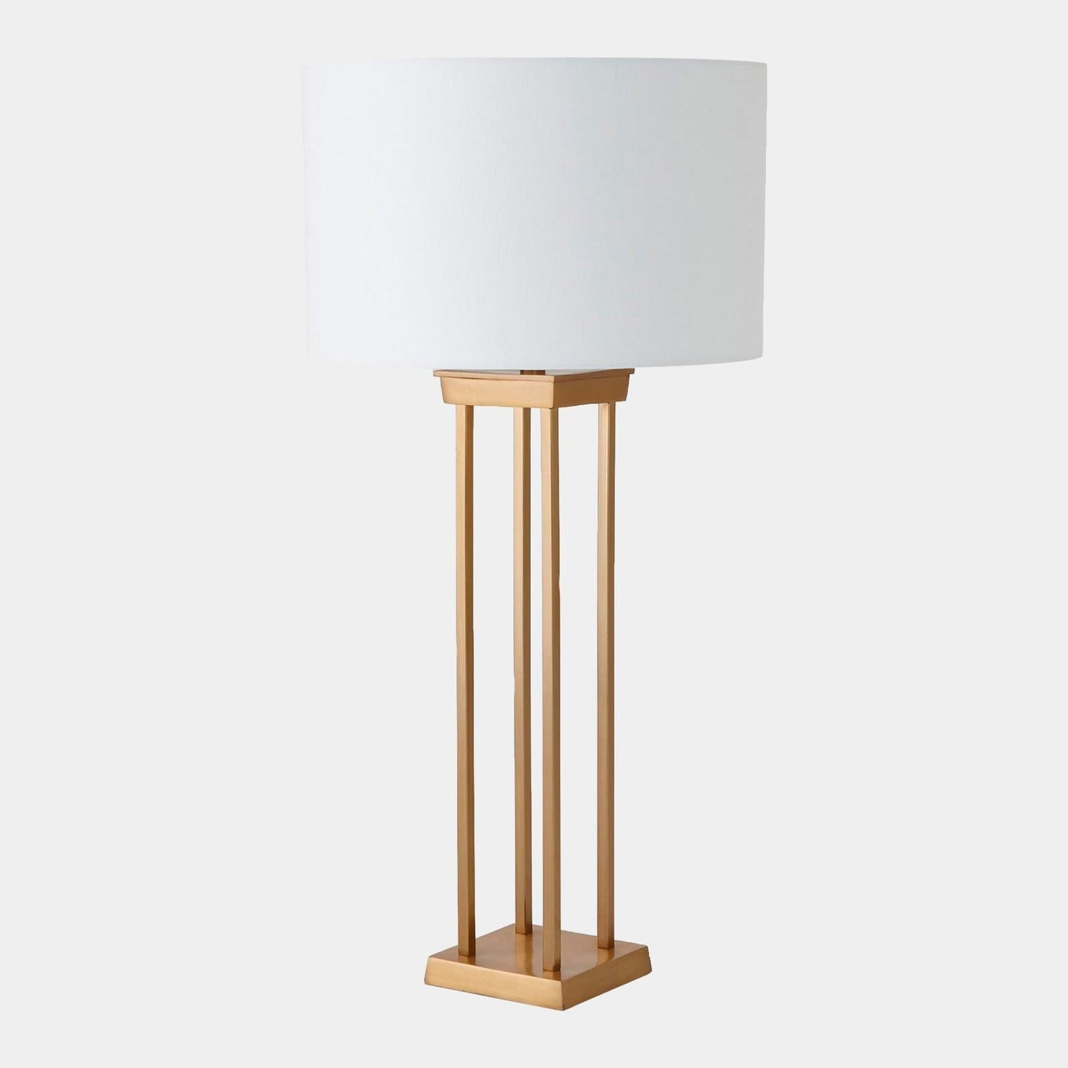 Global Views Four Pillar Satin Brass Table Lamp