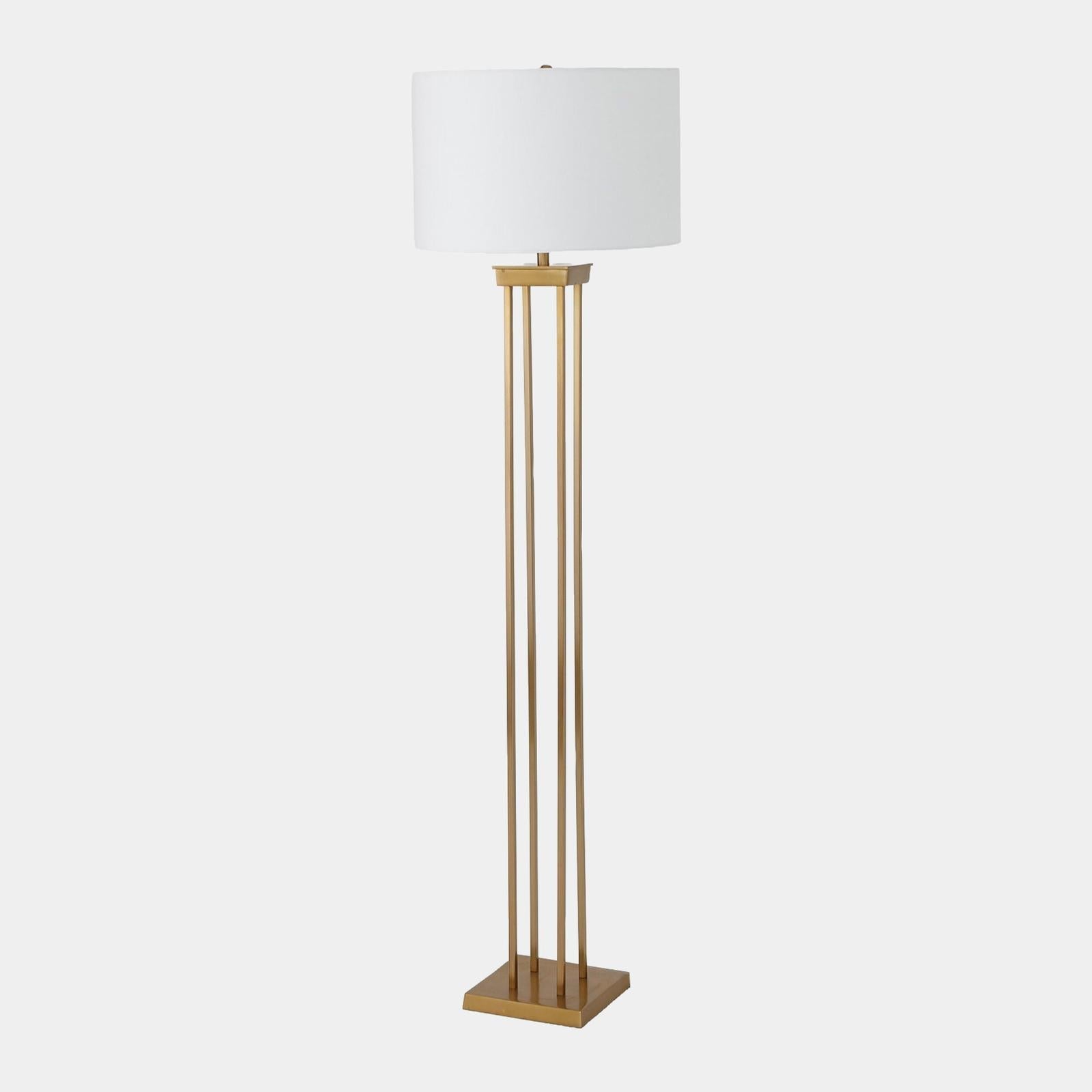 Global Views Four Pillar Satin Brass Floor Lamp
